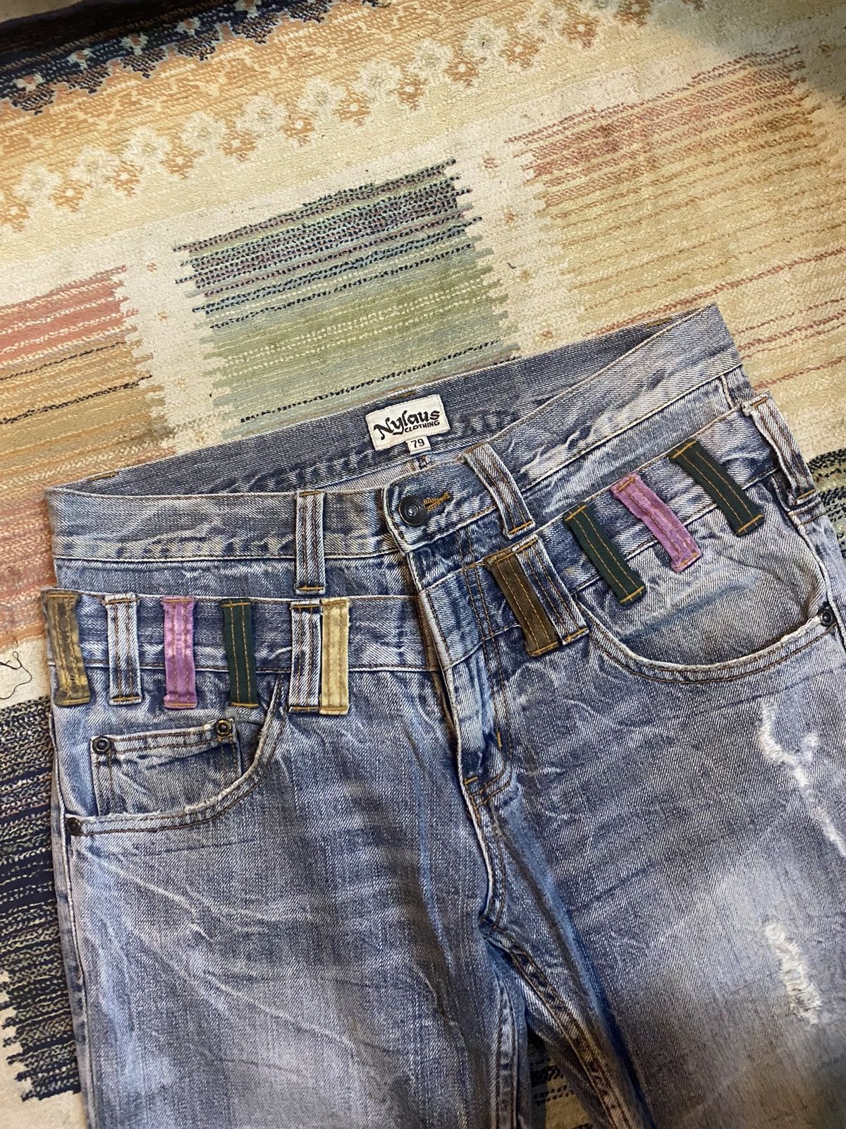 If Six Was Nine × Japanese Brand ❗️Distressed ❗️ Nylaus Denim Double Waist Jeans Size US 32 / EU 48 - 5 Thumbnail