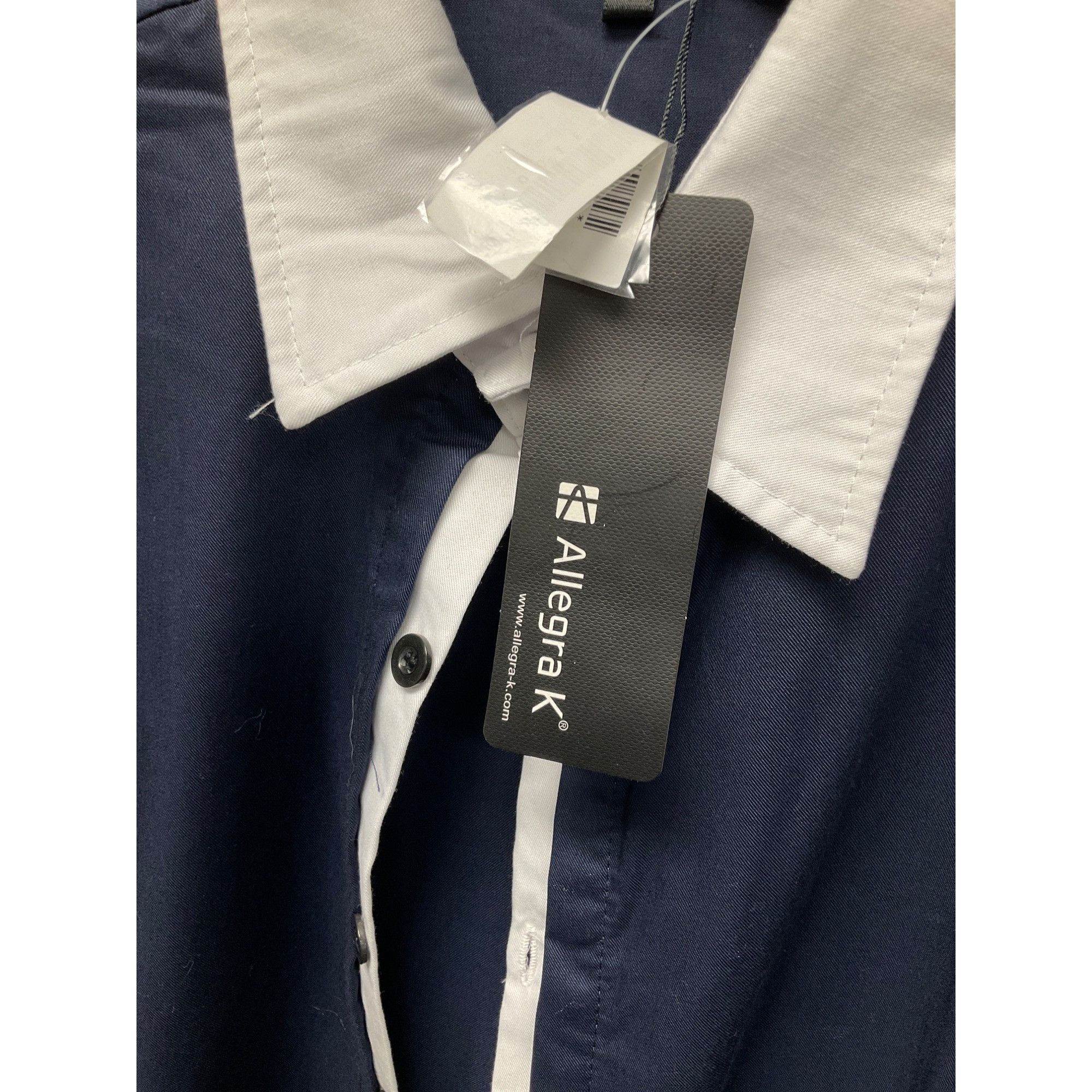 Other Allegra K Mens Navy & White Button-Down Shirt Size Large (42 Size US L / EU 52-54 / 3 - 2 Thumbnail