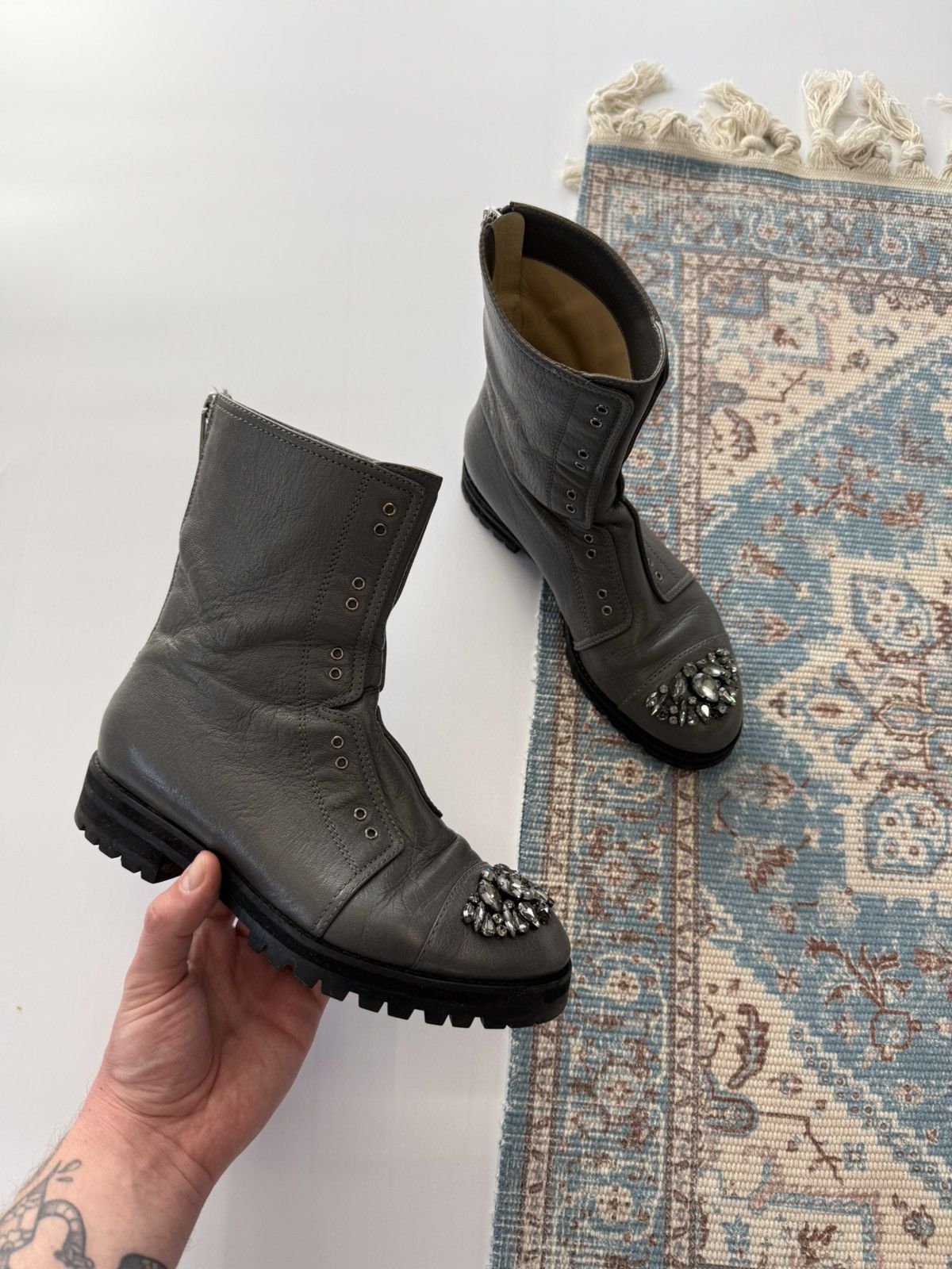 Jimmy Choo Jimmy Choo Biker Combat Ankle Leather Boots Size 37 Size US 7 / IT 37 - 2 Thumbnail