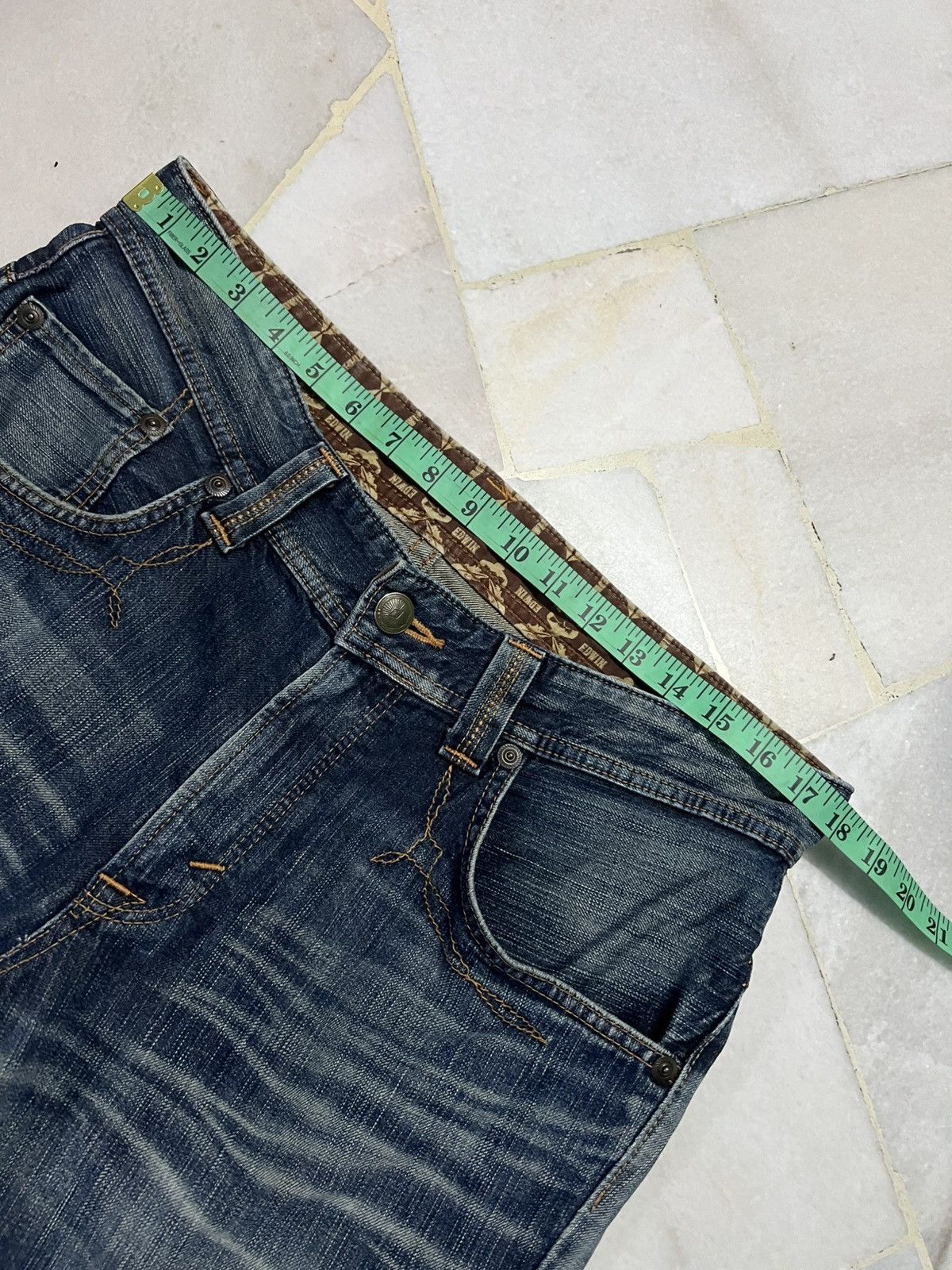 Edwin × Japanese Brand × Vintage 💥Flare💥Edwin Buffalo Head Distress Jean Size US 35 - 3 Thumbnail