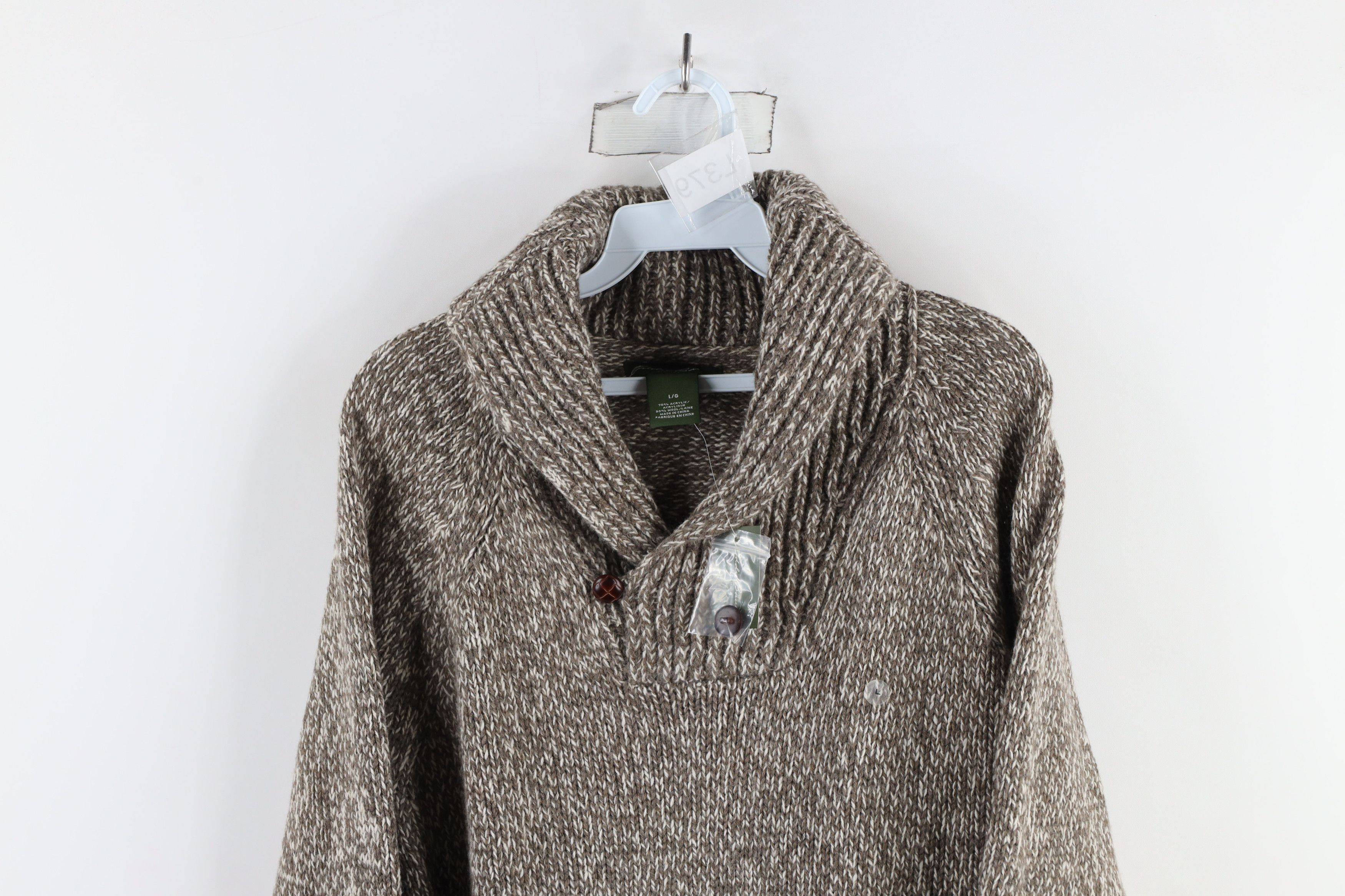 Eddie Bauer × Vintage Deadstock Vintage Eddie Bauer Wool Blend Knit Shawl Sweater Size US L / EU 52-54 / 3 - 2 Thumbnail