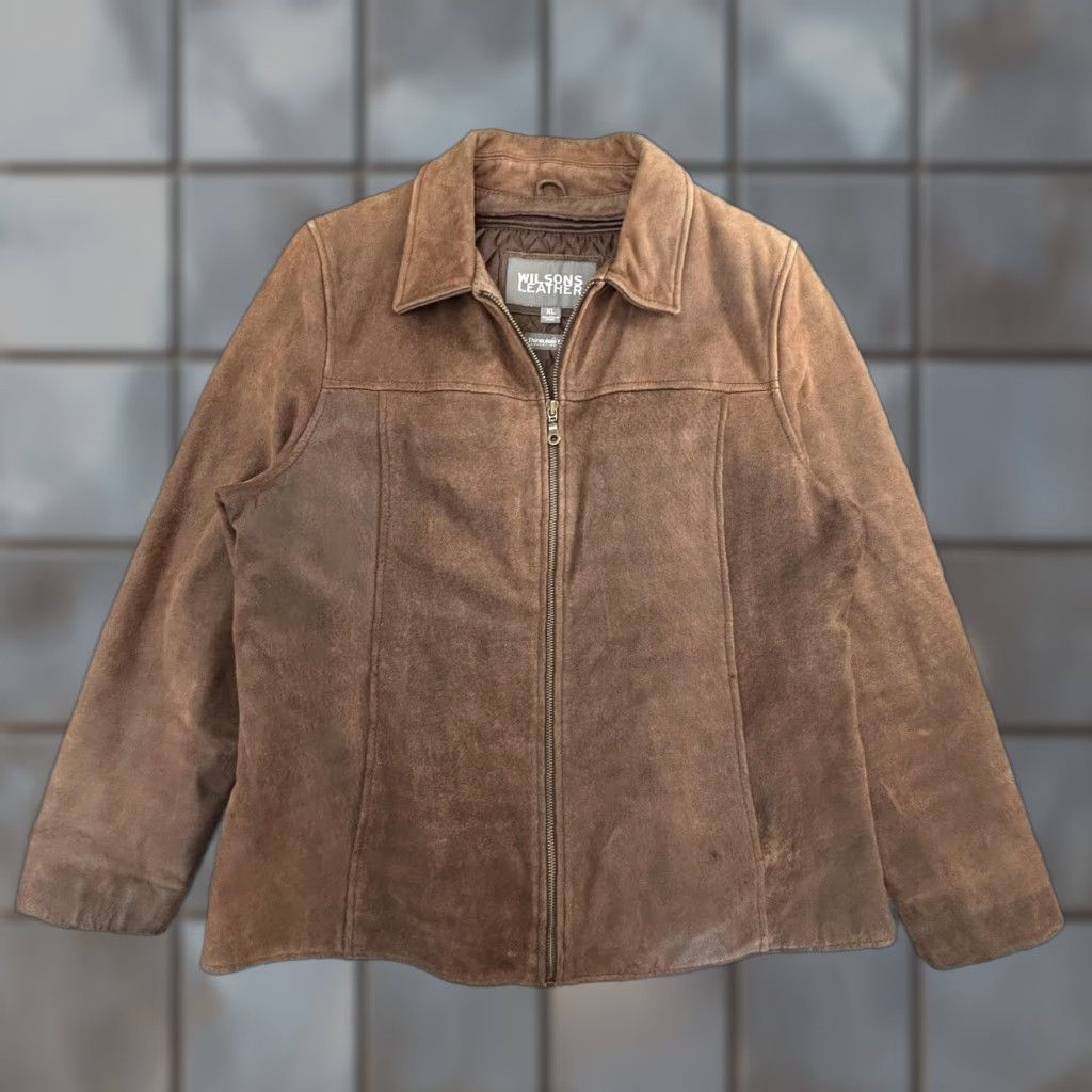 Vintage VINTAGE Wilsons Leather Jacket Womens XL Suede Full Zip Coat Thinsulate Ultra Lined Quilted Insulated Casual Fall Winter Spring Brown Size XL / US 12-14 / IT 48-50 - 1 Thumbnail