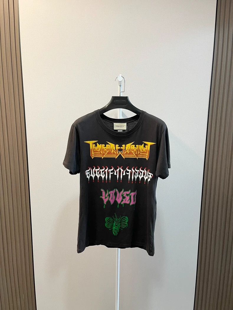 Gucci Gucci Black Old Sanskrit Logo Short-sleeved T-shirt 2502-Ne Size US XS / EU 42 / 0 - 1 Thumbnail