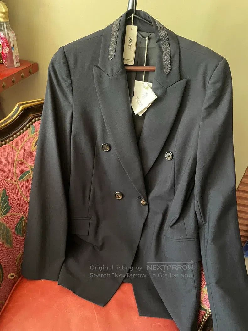 Brunello Cucinelli Brunello Cucinelli Gray Double-Breasted Blazer Size S / US 4 / IT 40 - 1 Thumbnail