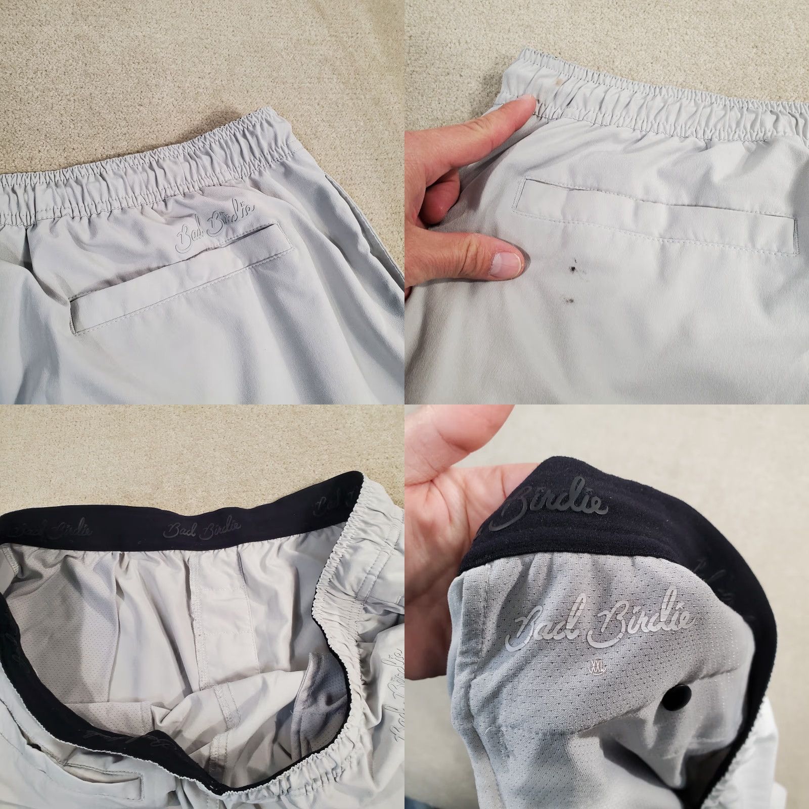 Vintage Bad Birdie Shorts Mens 2XL Gray Performance Stretch Drawstring Training Gym Shorts Size US 39 - 8 Thumbnail