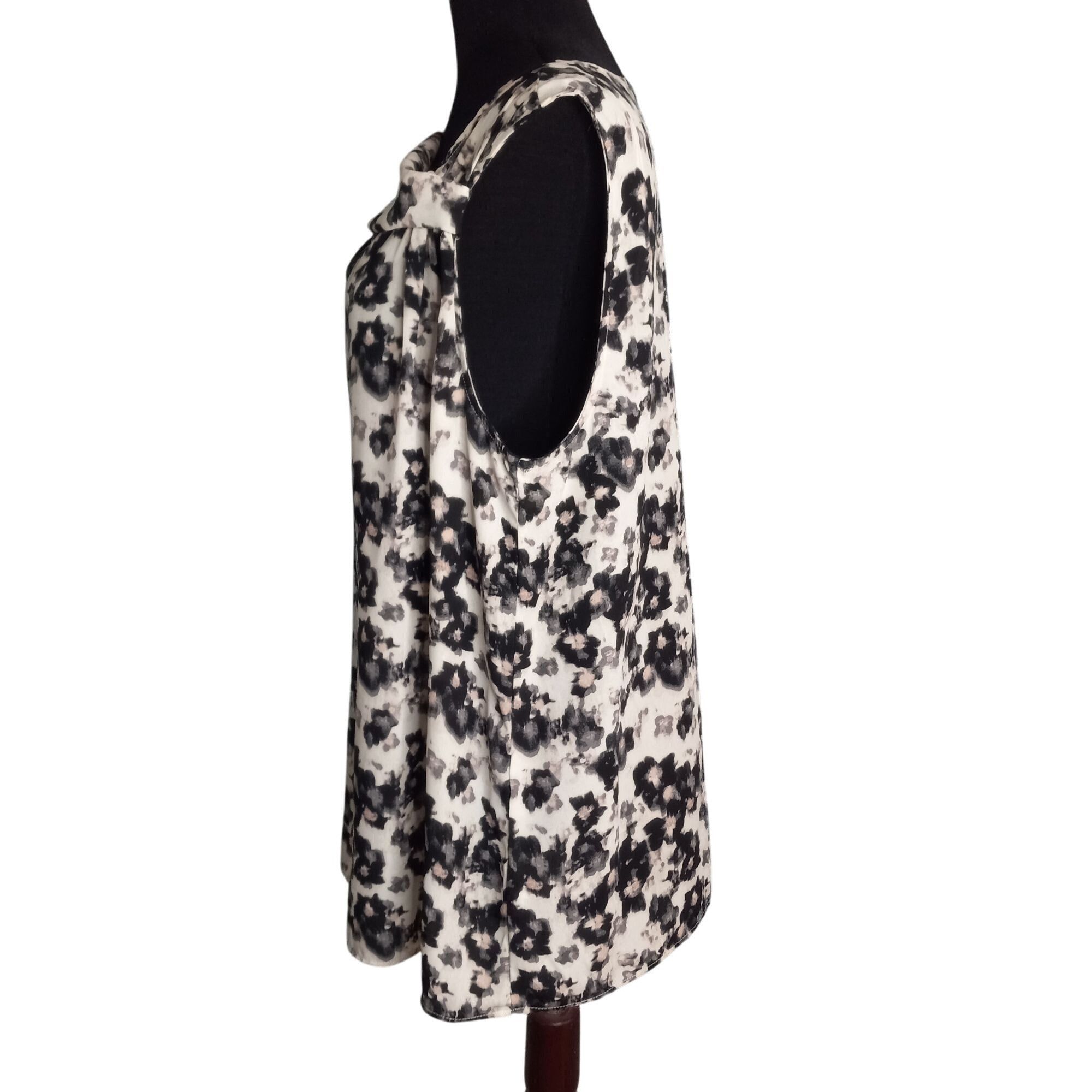 Halston Halston Womens Black & White Floral Sleeveless Blouse XL Size XL / US 12-14 / IT 48-50 - 3 Thumbnail
