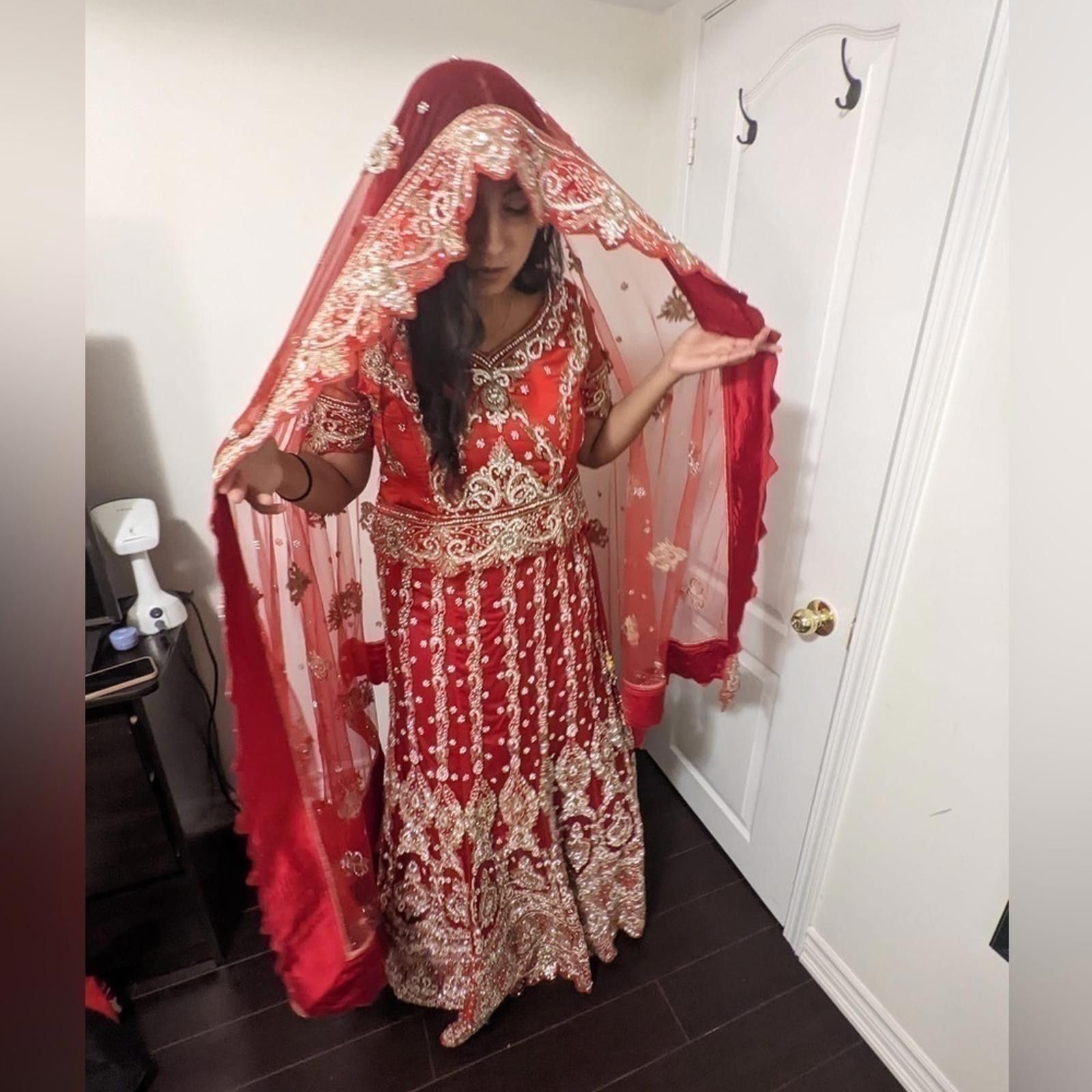 Designer Luxury Bridal Pakistani/ Indian Lehenga w Dupatta Size M / US 6-8 / IT 42-44 - 10 Thumbnail