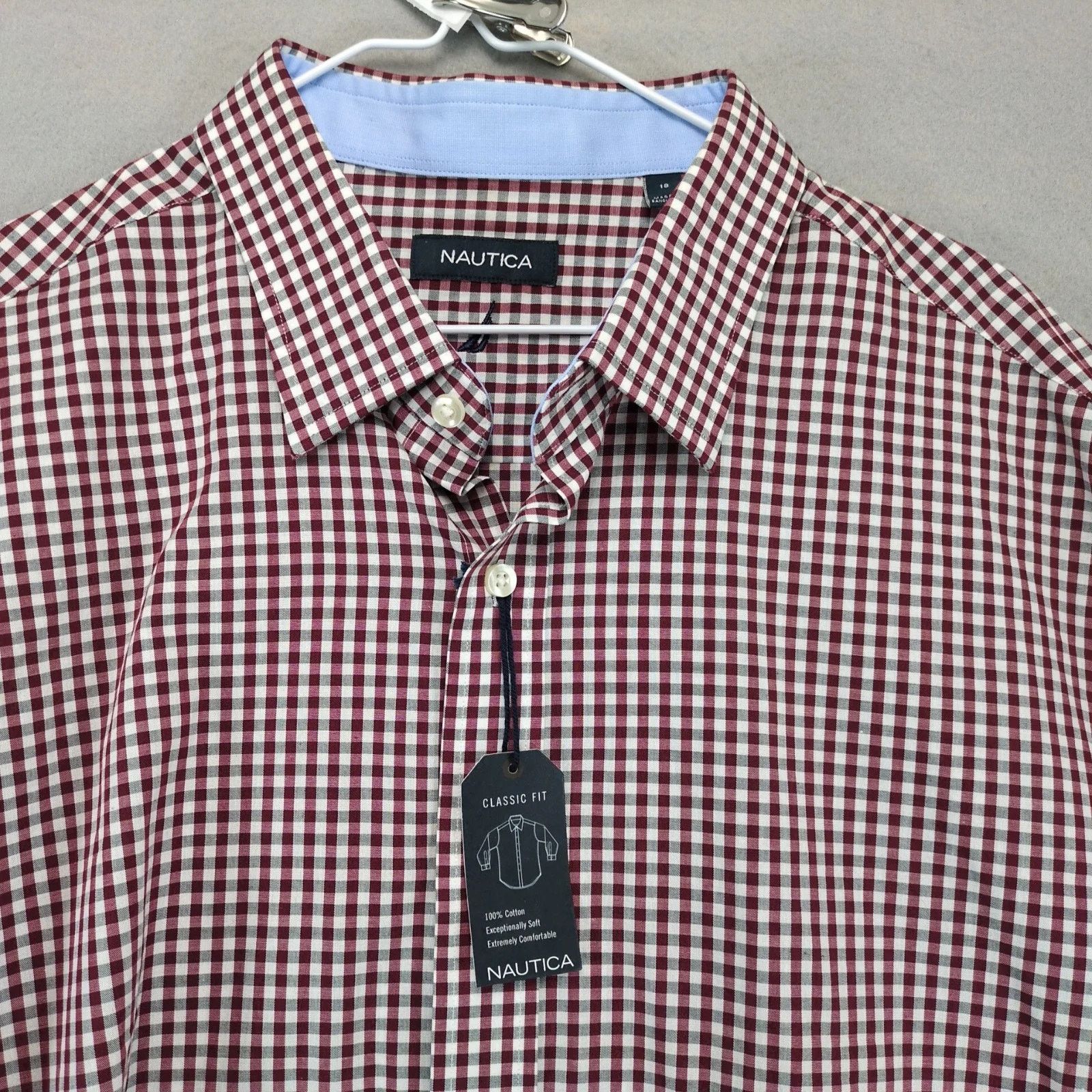 Nautica Nautica Classic Fit Red Check Men's Dress Shirt XL Long Slv Size US XL / EU 56 / 4 - 4 Thumbnail