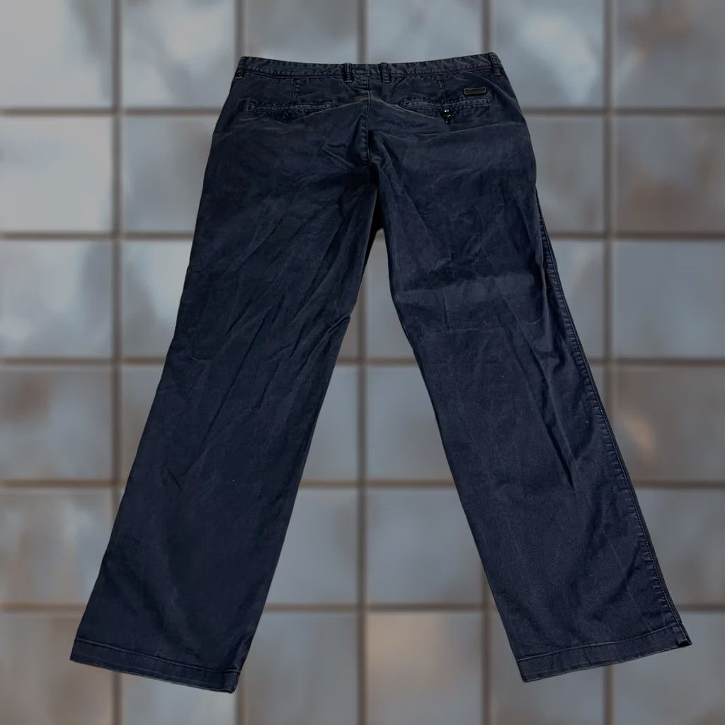Hugo Boss Hugo Boss Mens Chino Trousers Pants Straight 34 Navy Blue Stretch Cotton Elastane Regular 5-Pocket Logo Front Flat Front Size US 34 / EU 50 - 1 Thumbnail