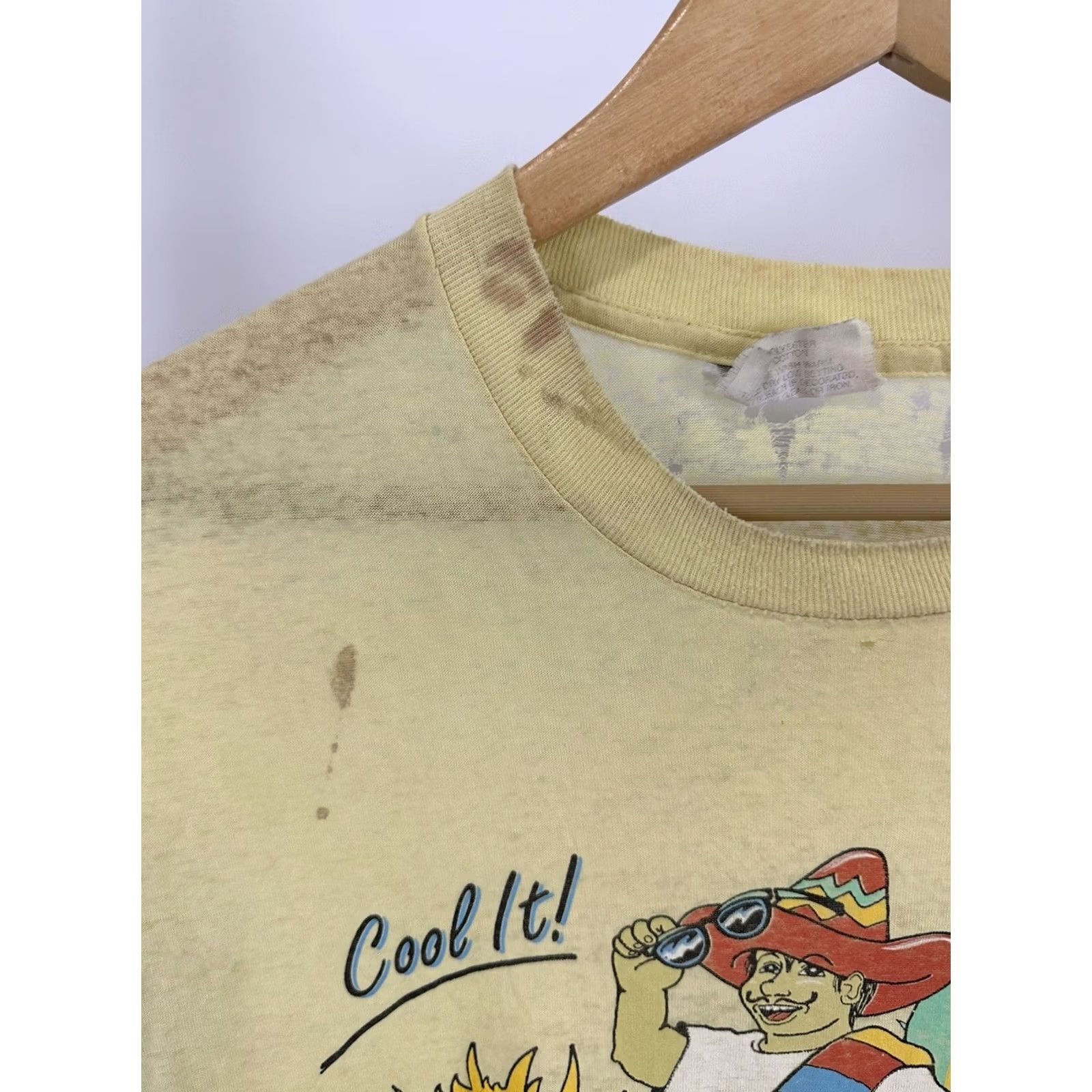 Vintage VTG 80s Cool It At South Of The Border Super Paper Thin Burnout Worn T-Shirt L Yellow Mens Short Sleeve Vintage Shirt Size US L / EU 52-54 / 3 - 5 Thumbnail