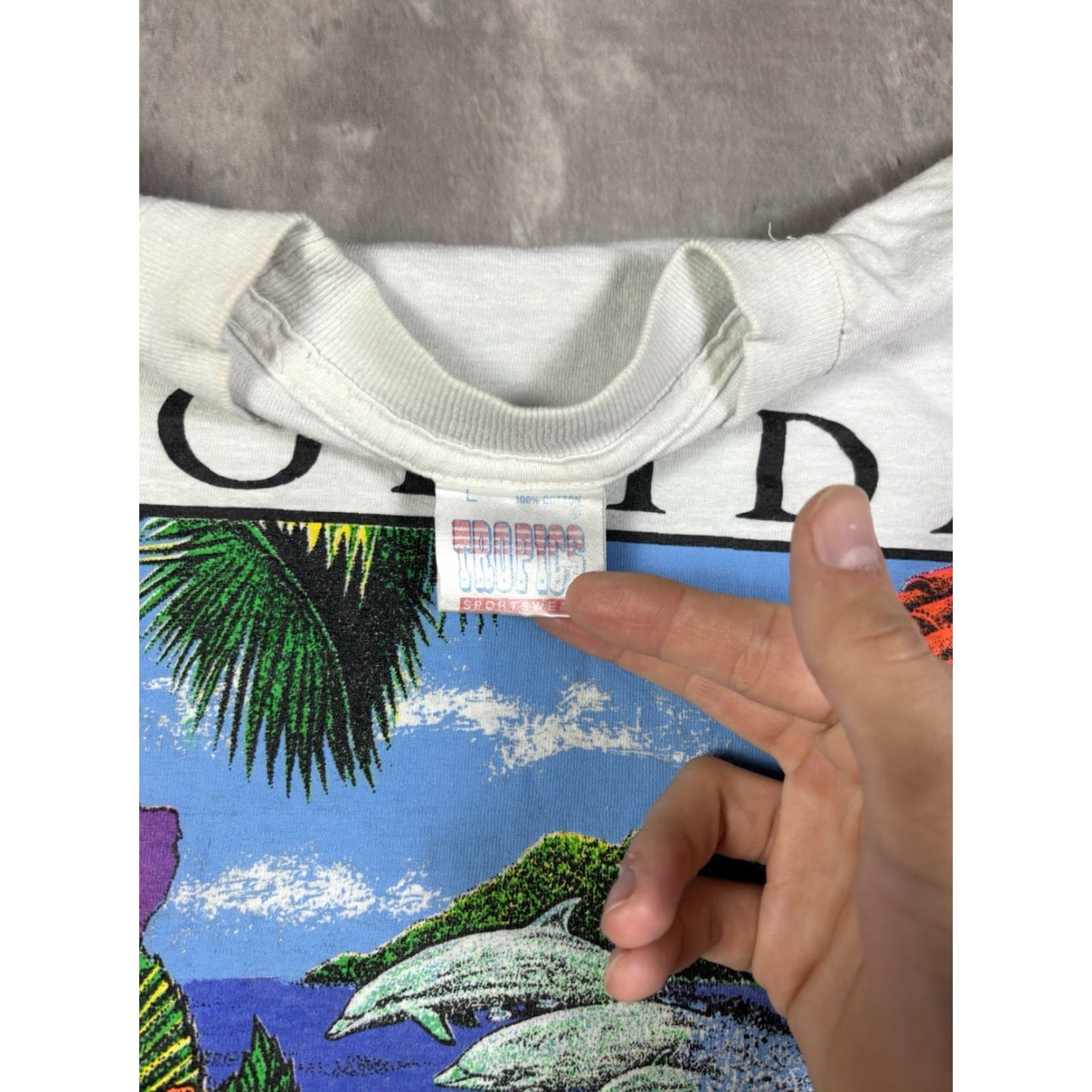 Vintage VINTAGE 90s Florida Beach T Shirt L White Cotton Graphic Print Crew Neck Short Sleeve Mens Size US L / EU 52-54 / 3 - 7 Thumbnail