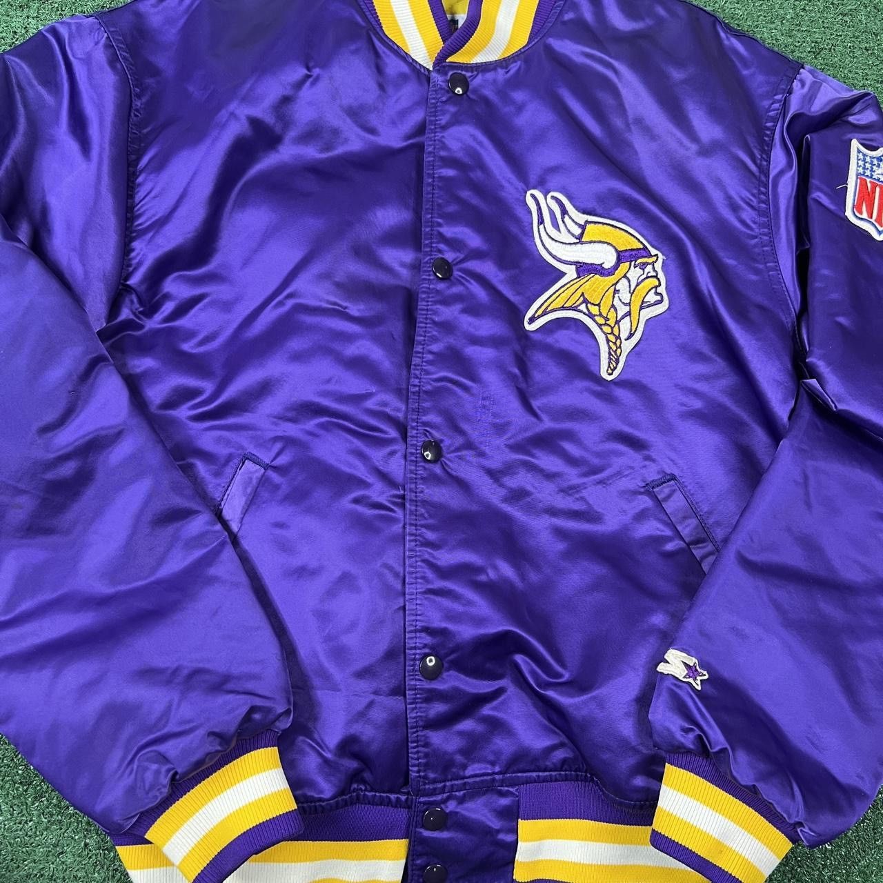 Starter × Vintage VINTAGE 80s Starter Minnesota Vikings Satin Bomber Jacket XL Size US XL / EU 56 / 4 - 3 Thumbnail