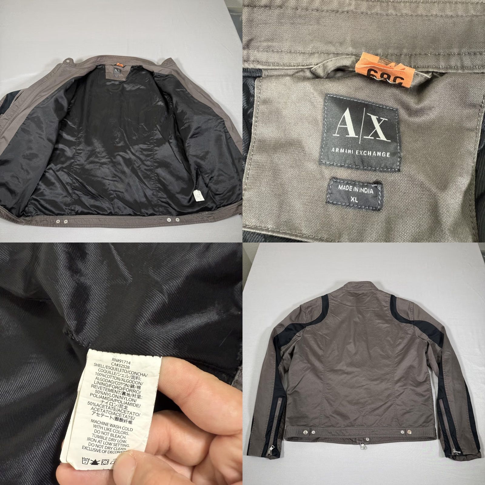Armani Exchange Armani Exchange Jacket Mens XL Gray Cafe Racer Motorcycle Moto Zip Up Lined Size US XL / EU 56 / 4 - 9 Thumbnail