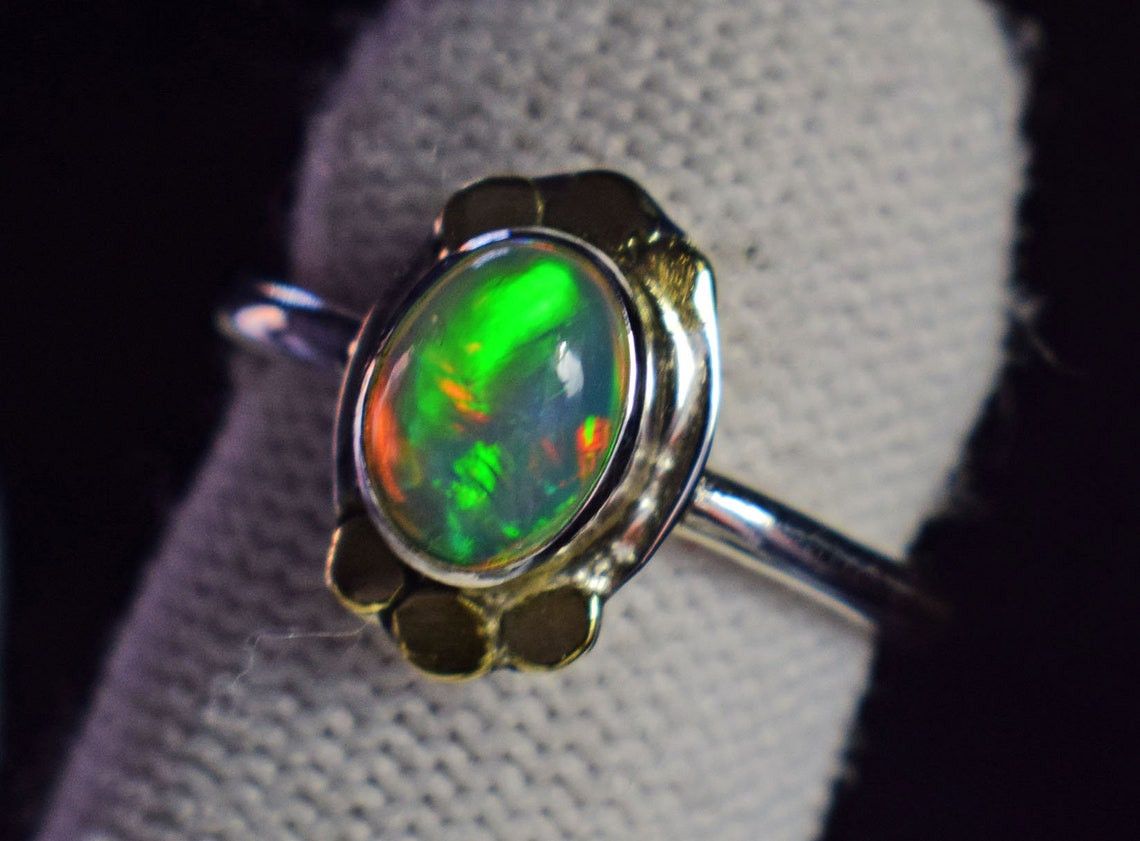 Handmade Handmade Ethiopian Opal Ring: 925K Silver Bridal Ring Size ONE SIZE - 6 Thumbnail