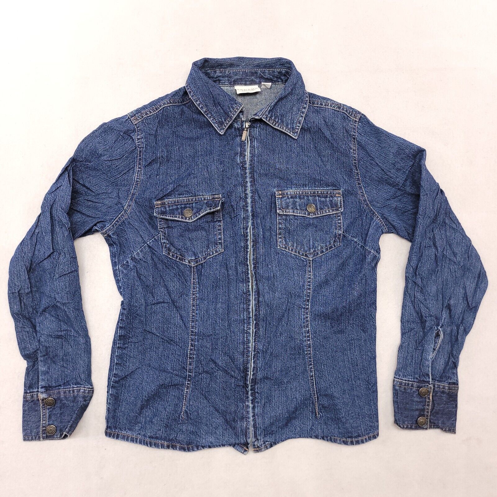 Sonoma Sonoma Zip Long Sleeve Denim Jean Jacket Womens Size S Blue Size S / US 4 / IT 40 - 2 Thumbnail