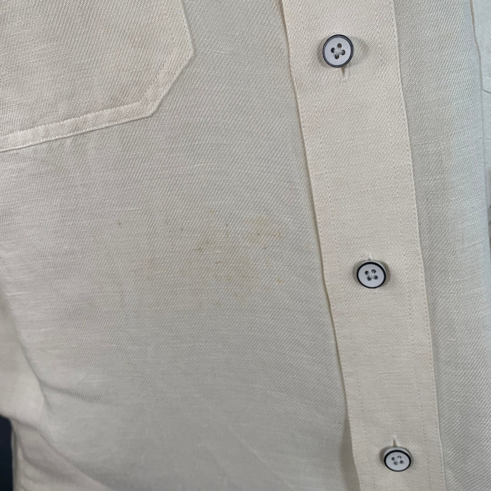 johnnie-O Cream Linen Button Down Collar Two Pockets Long Sleeve Shirt Size US M / EU 48-50 / 2 - 7 Thumbnail