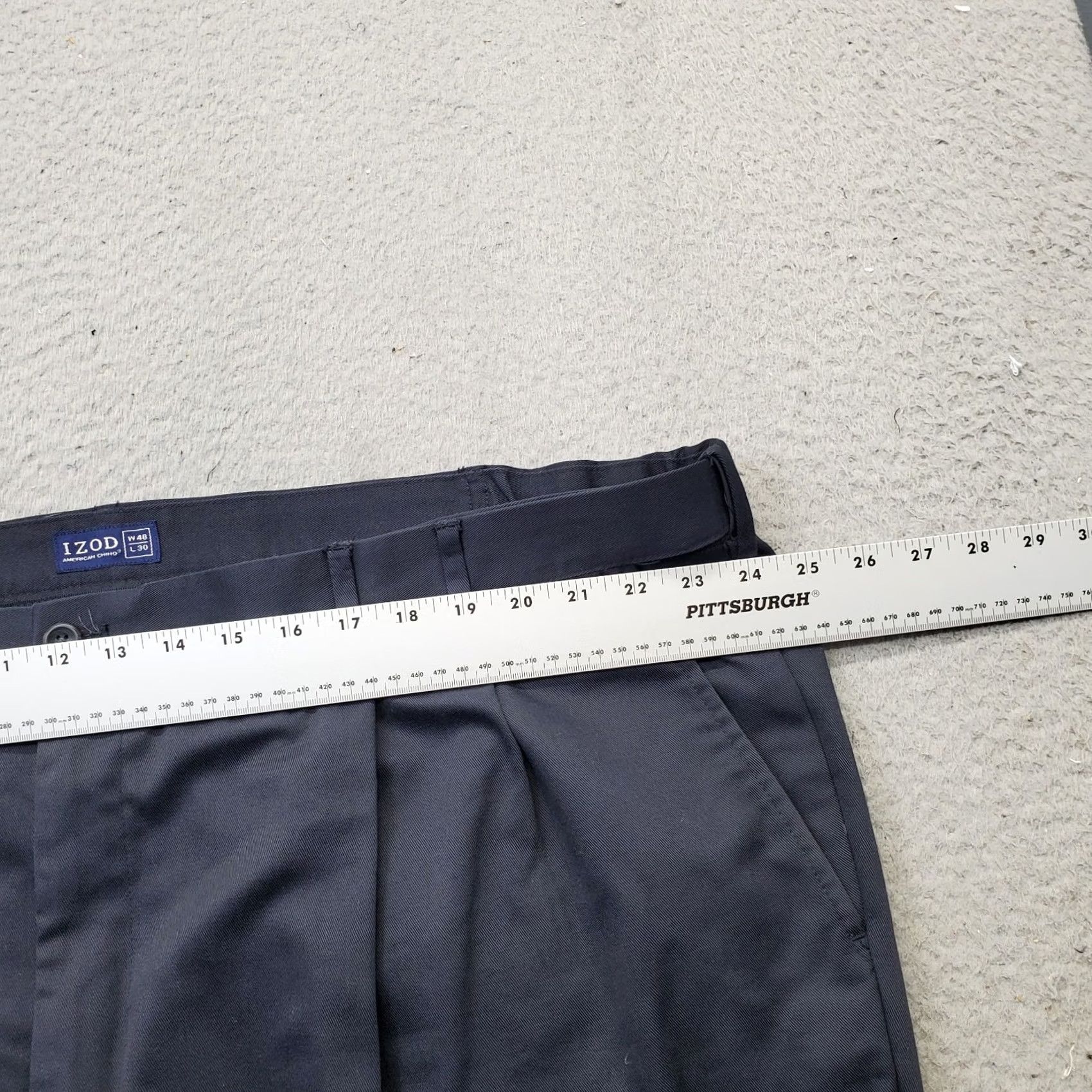 Izod IZOD Chino Pants Mens 48/30 Black Cotton Pleated Classic Fit Slash Pocket Formal Shirt Size US 32 / EU 48 - 6 Thumbnail