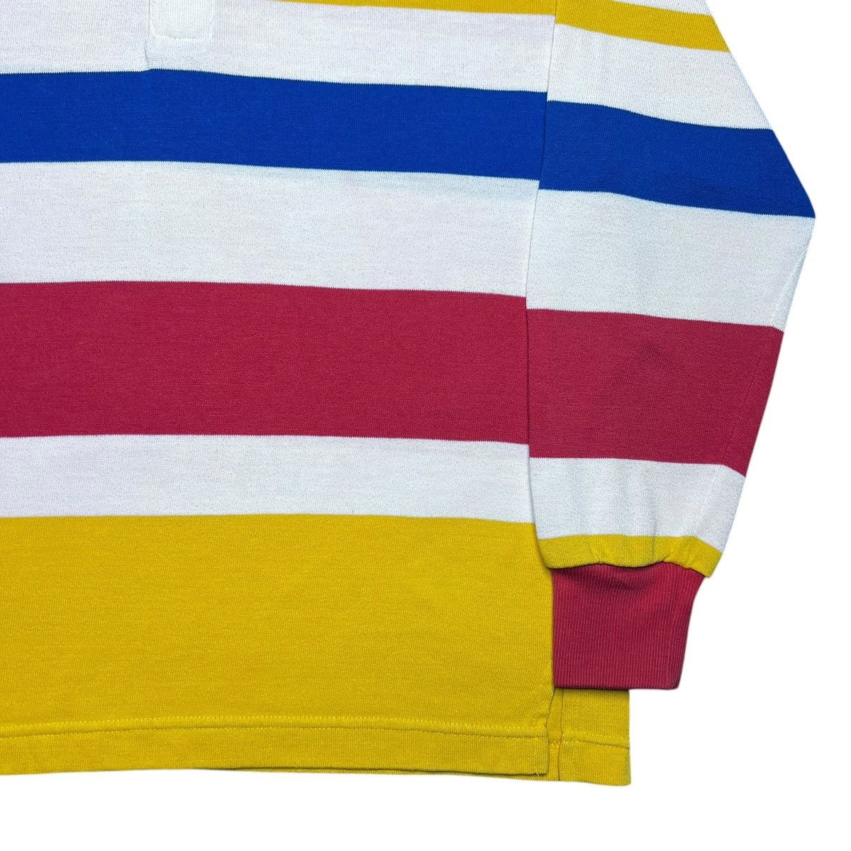 Adidas Vtg 1990s Adidas Striped Collar Polo Rugby Long Sleeve Shirt Size US L / EU 52-54 / 3 - 15 Thumbnail