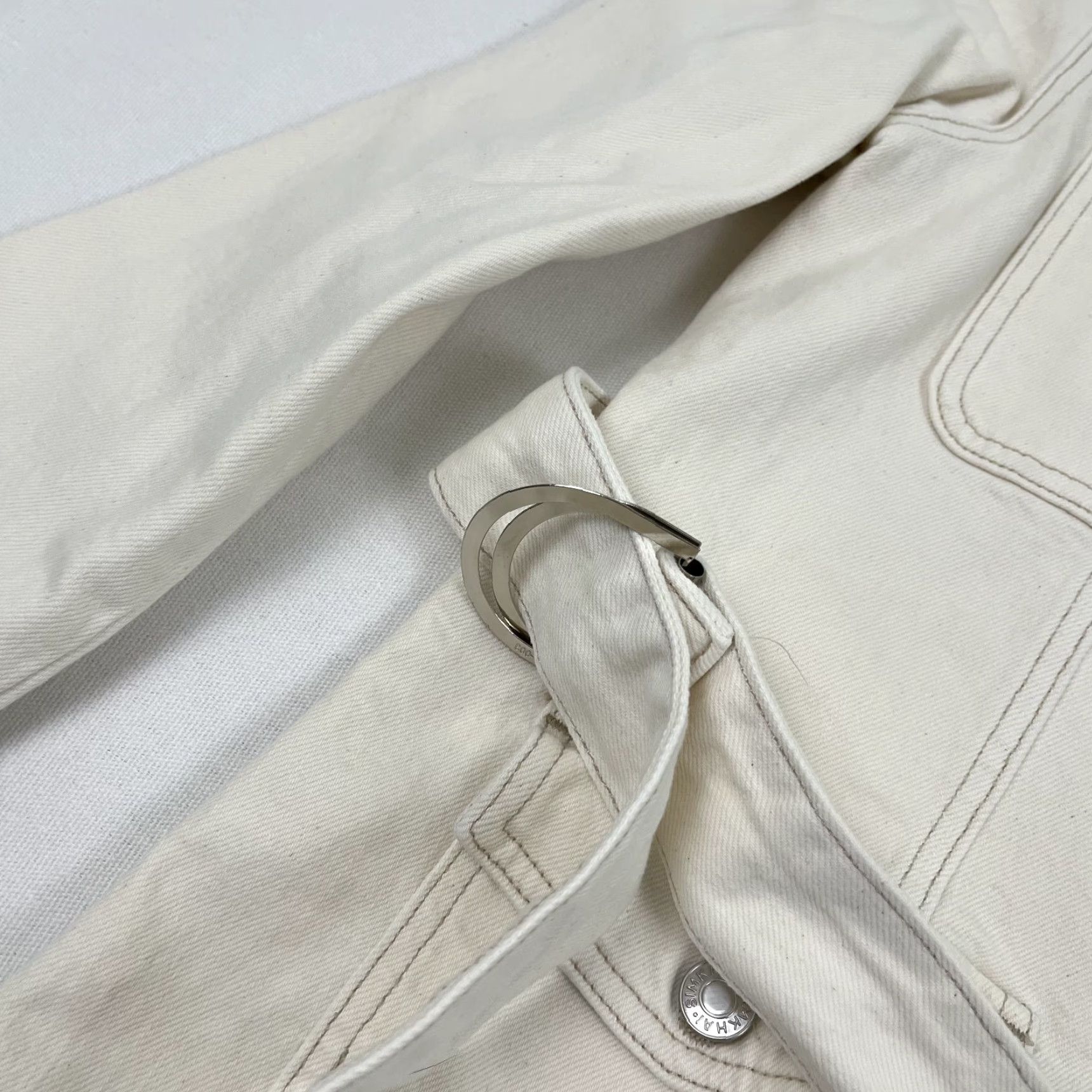 Vintage Simkhai Jacket Womens Large White Denim Belted Cargo Utility Cotton Classic Outdoor Size L / US 10 / IT 46 - 7 Thumbnail