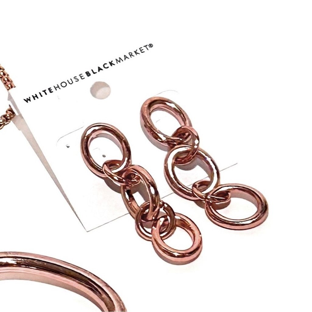 White House Black Market WHBM Rose Gold Oval Link Dangle Earrings NWT Size ONE SIZE - 8 Thumbnail