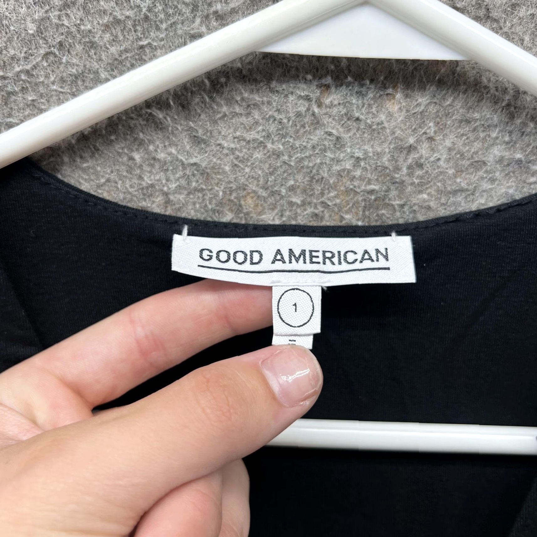 Good American Good American Dress Womens 1 Black Ruched V Neck Jersey Bodycon Knee Length Dress Size XS / US 0-2 / IT 36-38 - 7 Thumbnail