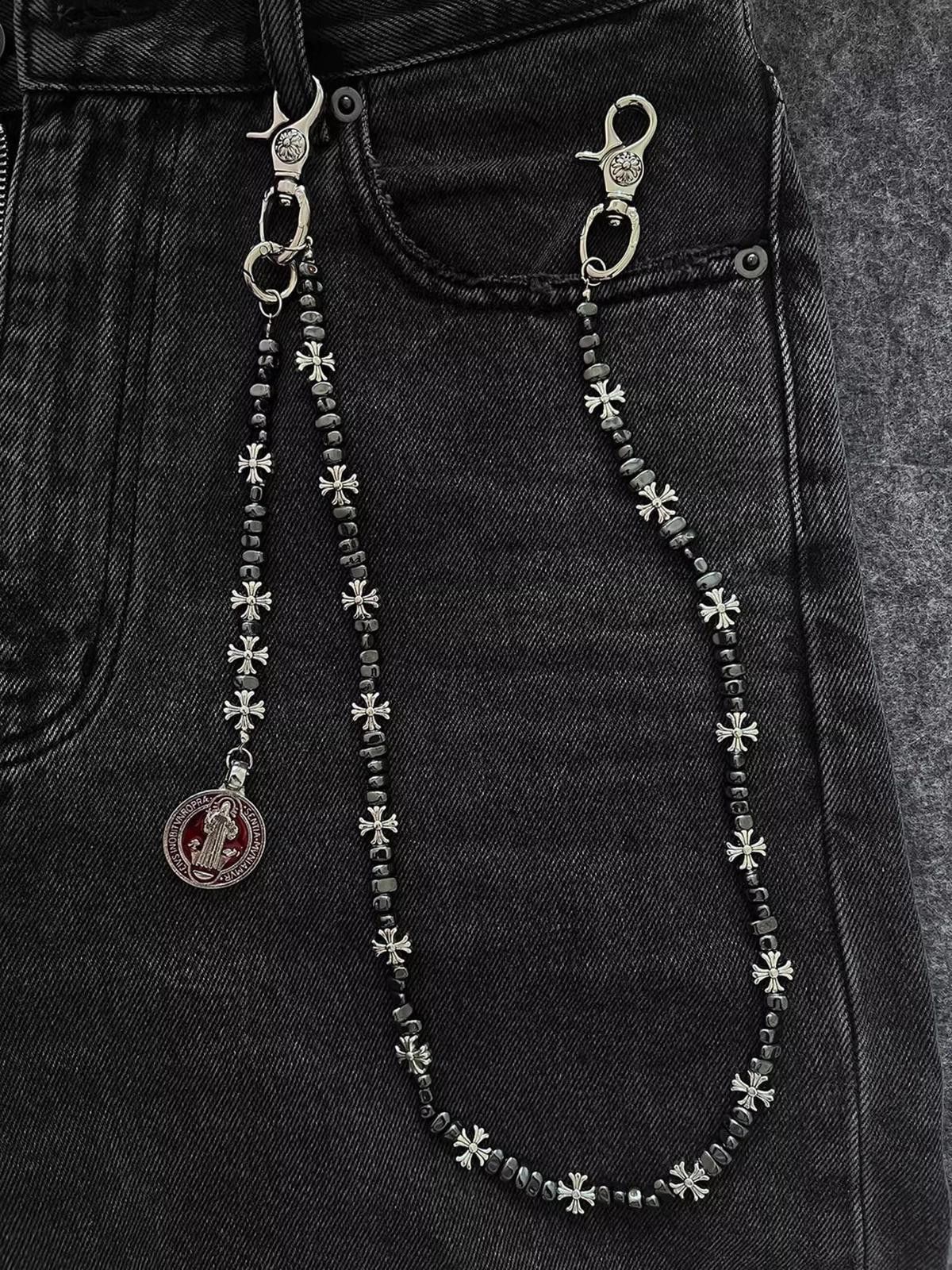 Jewelry Metal Cross Wallet Chain,Y2K Jeans Chain,Gothic Pants Chain Size ONE SIZE - 6 Thumbnail