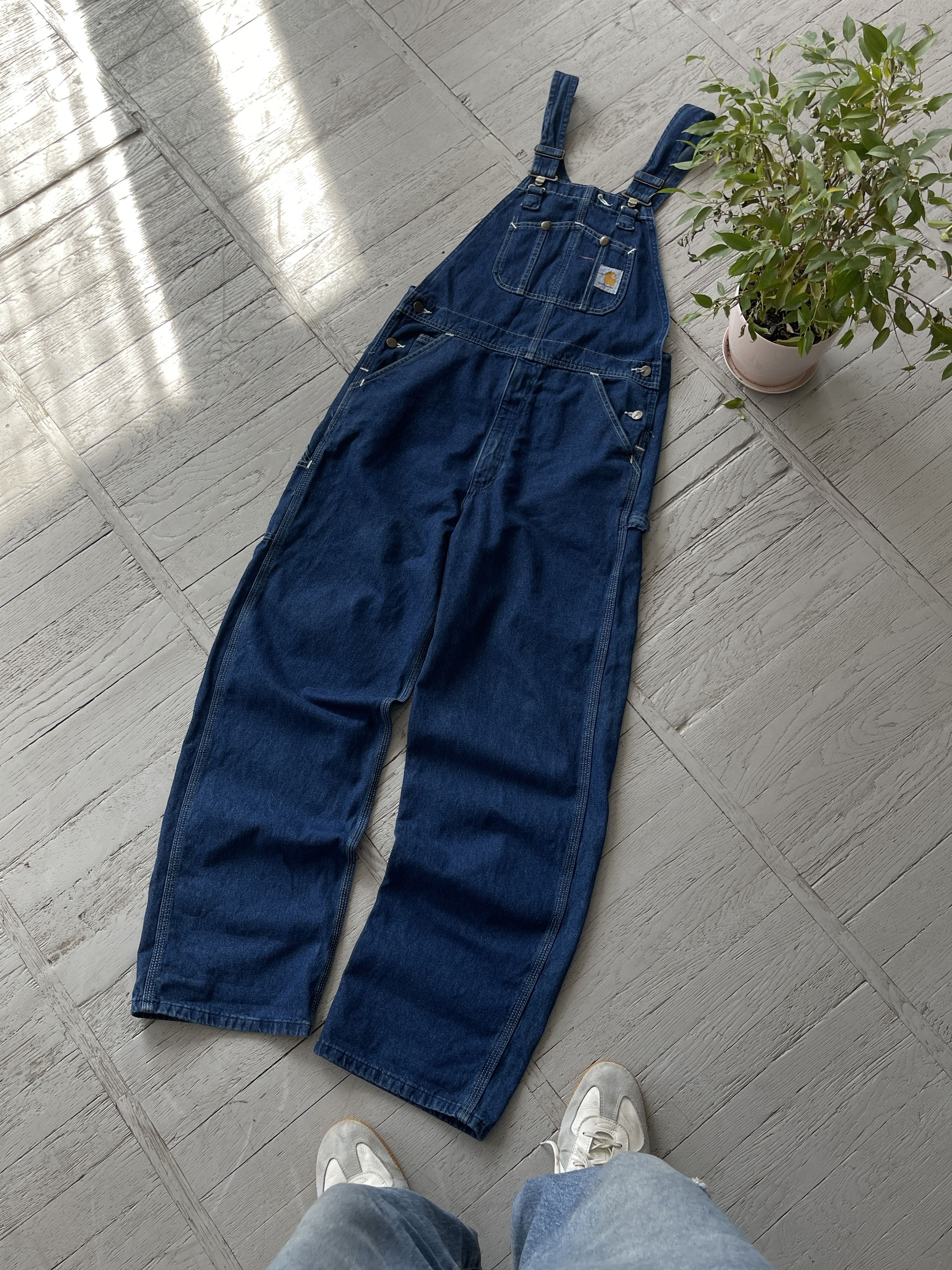 image of Carhartt Denim Bib Overall in Washed Denim, Men's (Size 34)