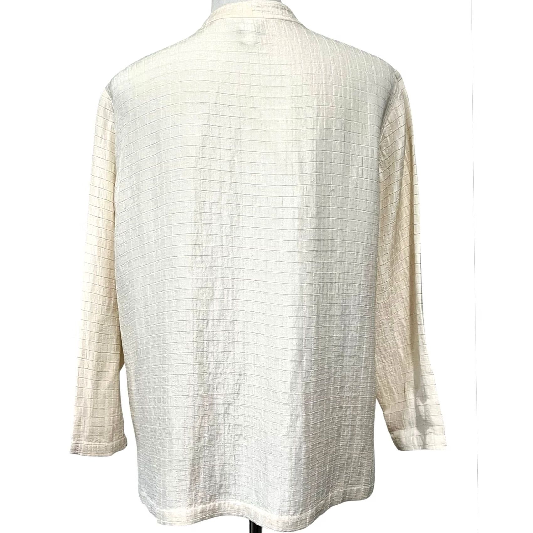 Eileen Fisher Eileen Fisher Jacket Womens M Cream Topper Silk Linen Blend Knob Button Closure size Size M / US 6-8 / IT 42-44 - 5 Thumbnail