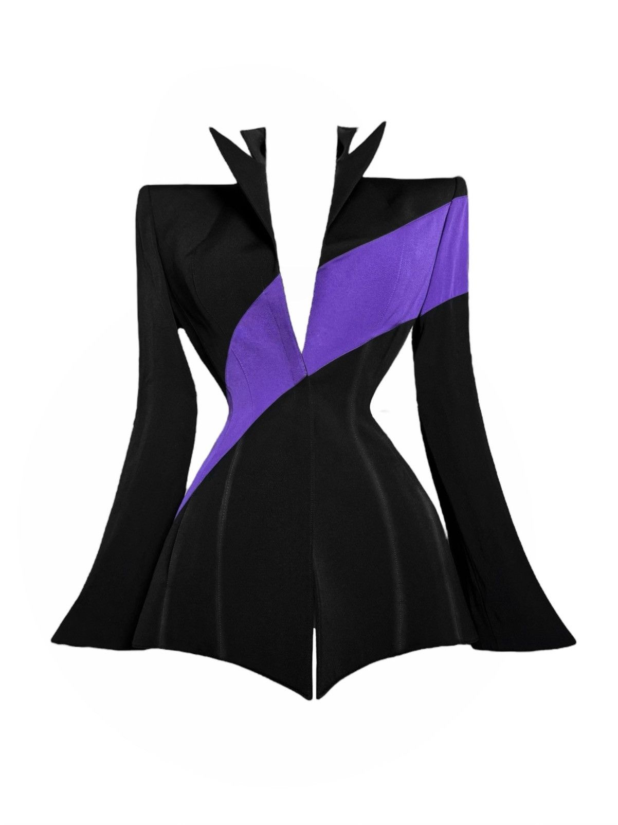 Mugler × Thierry Mugler Thierry Mugler COUTURE 90’s black and purple jacket Size S / US 4 / IT 40 - 2 Thumbnail