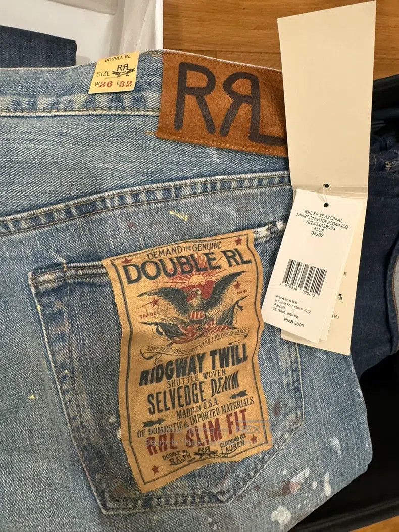 RRL Ralph Lauren Slim Fit Spray Paint Slimming Jeans