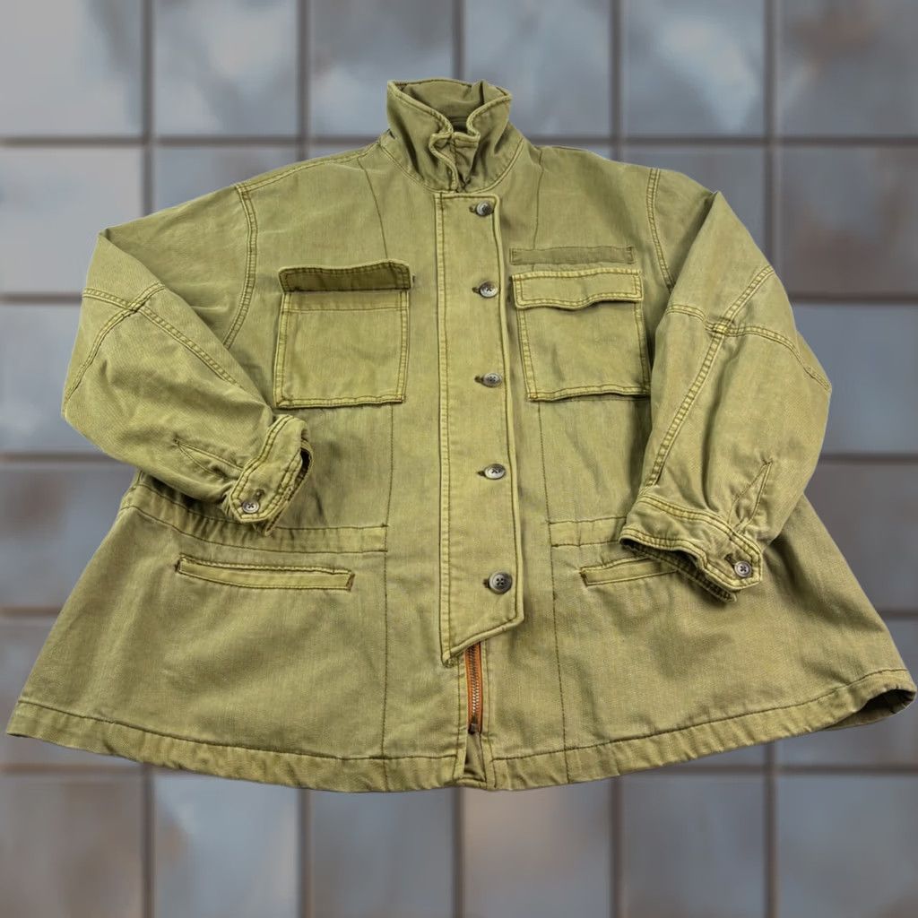 Free People Free People Jacket Womens Small Olive Green Seize The Day Military Oversized Shirt Womens Size S / US 4 / IT 40 - 1 Thumbnail