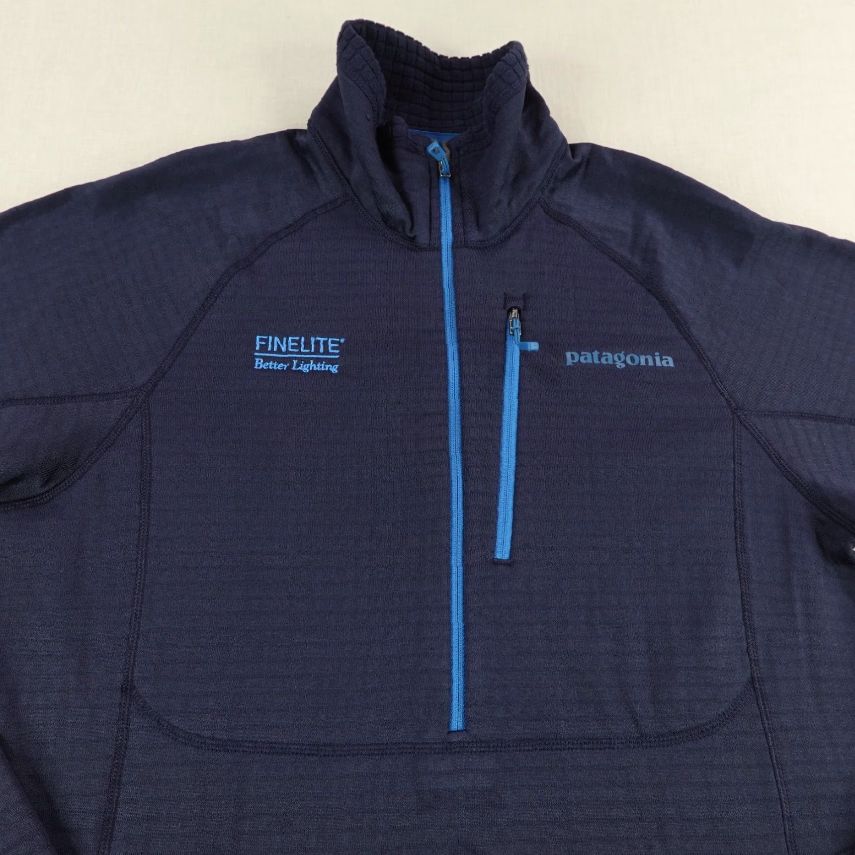 Patagonia Jacket Mens XS Blue R1 Pullover 1/2 Zip Grid Fleece Hiking Windbreaker Outdoor Pockets Zipper Logo Regular Size XS Womens?