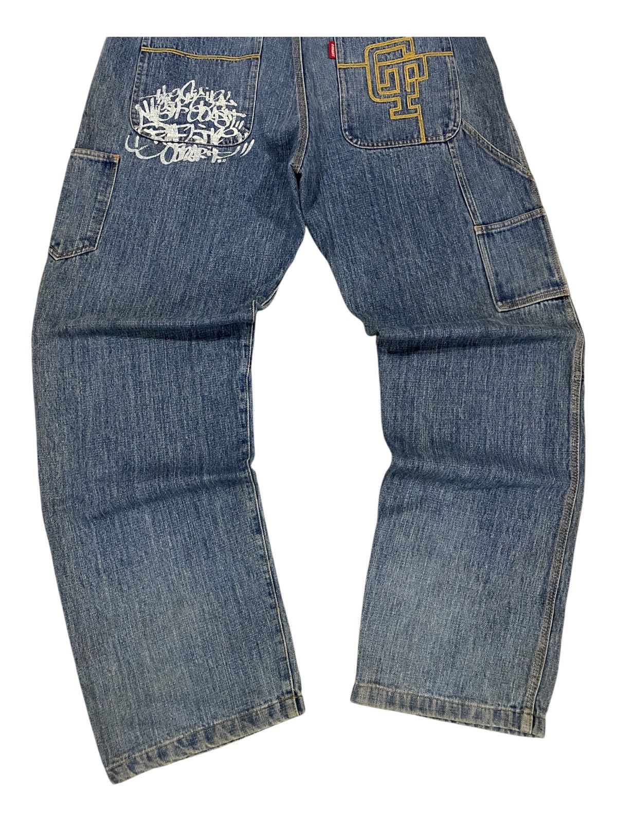 Art Comes First × JNCO × Rap Tees Y2K Conart Clothing Embroidery Pocket Baggy Carpenter Jeans Size US 34 / EU 50 - 5 Thumbnail