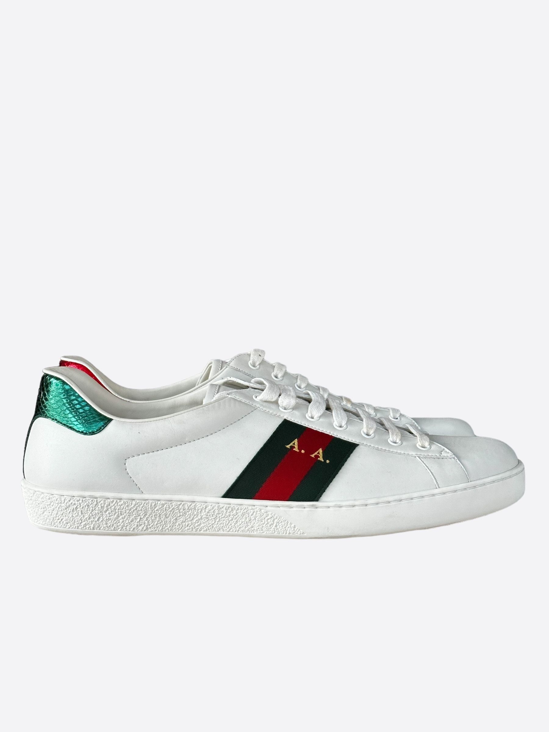 Gucci Gucci White Green & Red Striped Ace Sneaker Size US 15 / EU 48 - 1 Thumbnail