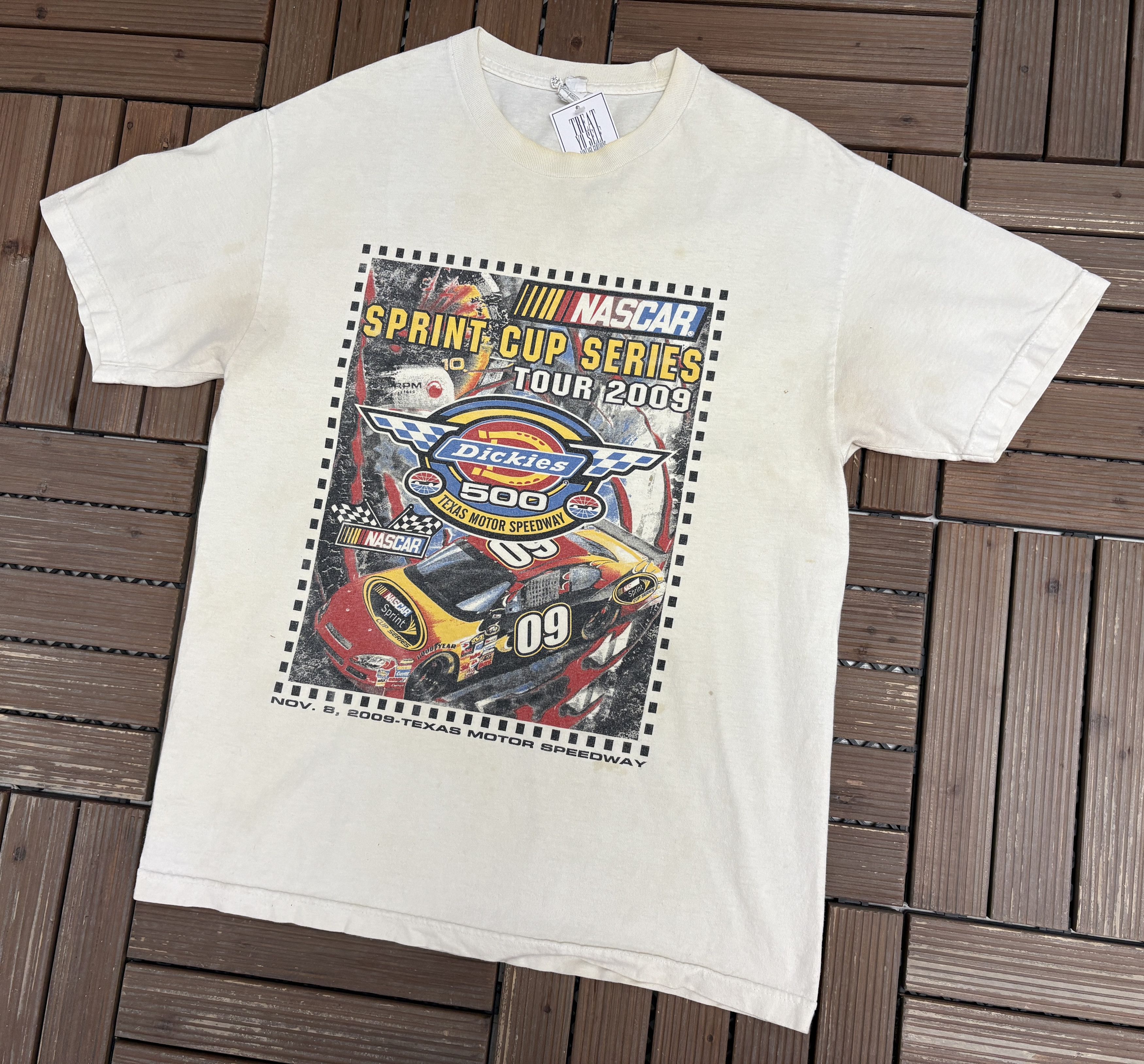 Vintage NASCAR Sprint Cup Series Tour 2009 Vintage White T-Shirt Tee Size US L / EU 52-54 / 3 - 3 Thumbnail