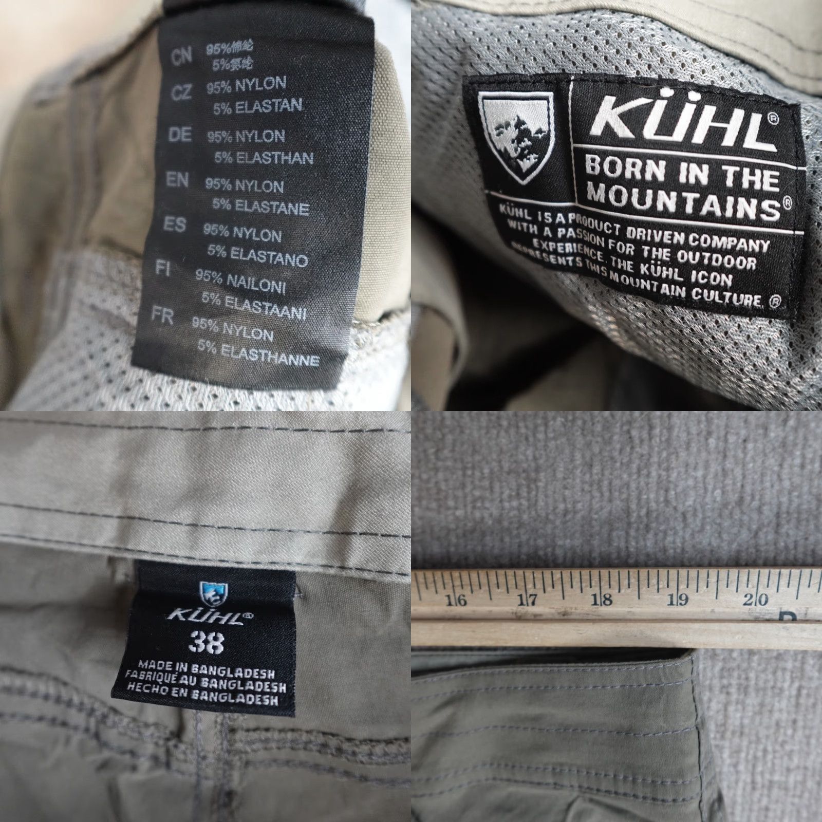 Vintage Kuhl Cargo Shorts 38 Gray Beige Snap Button 12" Inseam 11" Regular Men Casual Outdoor Pockets Size US 38 / EU 54 - 8 Thumbnail