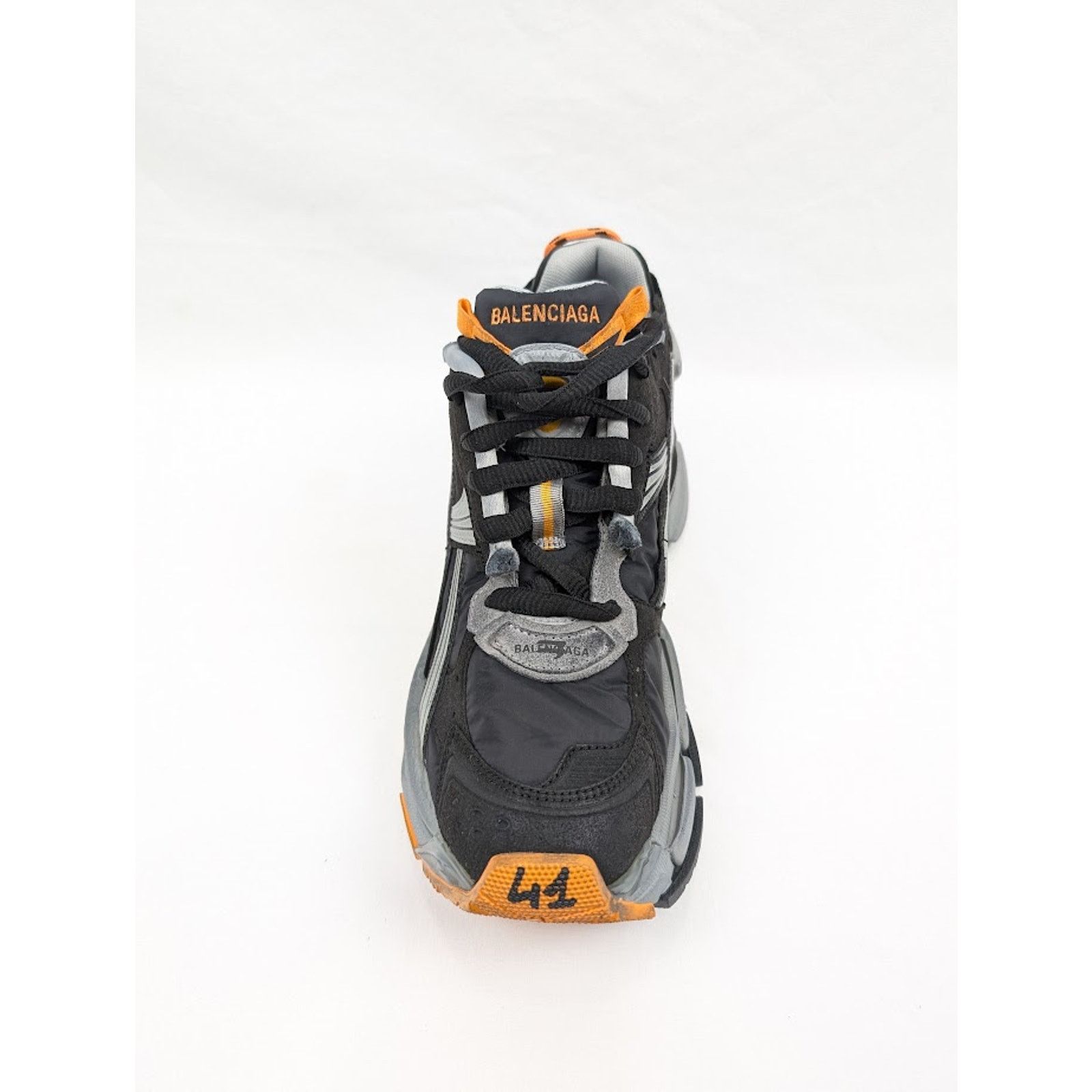 Balenciaga o1rshd1 Nylon Suede Runners in Black/Grey/Fluo Orange Size US 9 / EU 42 - 7 Thumbnail