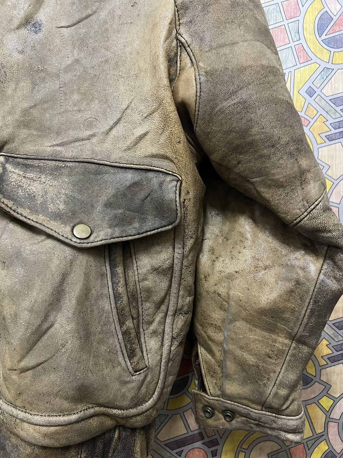 Japanese Brand × Leather VERY VINTAGE JACKET 🧥 LEATHER. (GJ36) Size US L / EU 52-54 / 3 - 13 Thumbnail