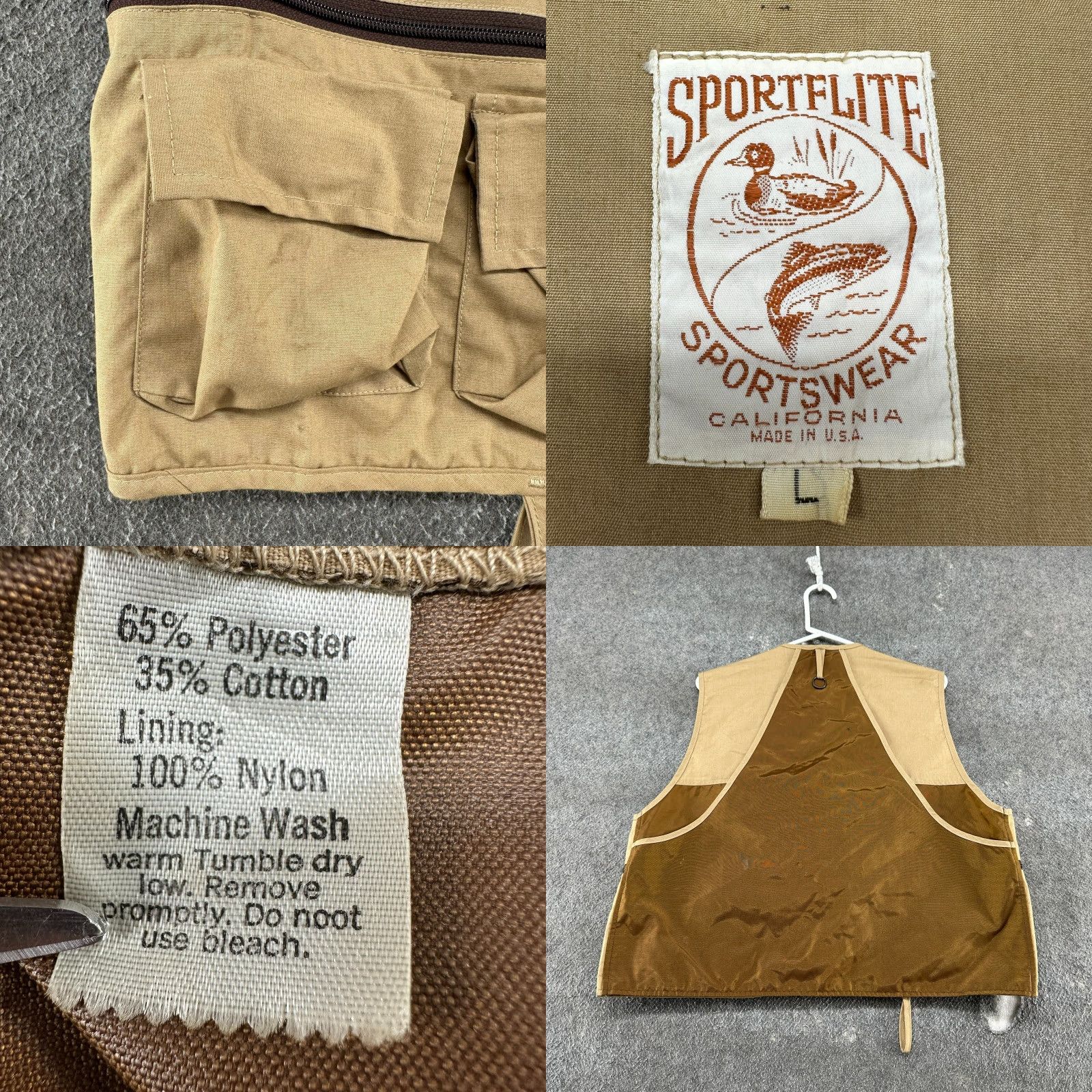 Vintage VINTAGE Sportlite Vest Mens L Brown Beige Canvas Utility Pockets USA 90s Hunting Jacket Size US L / EU 52-54 / 3 - 8 Thumbnail