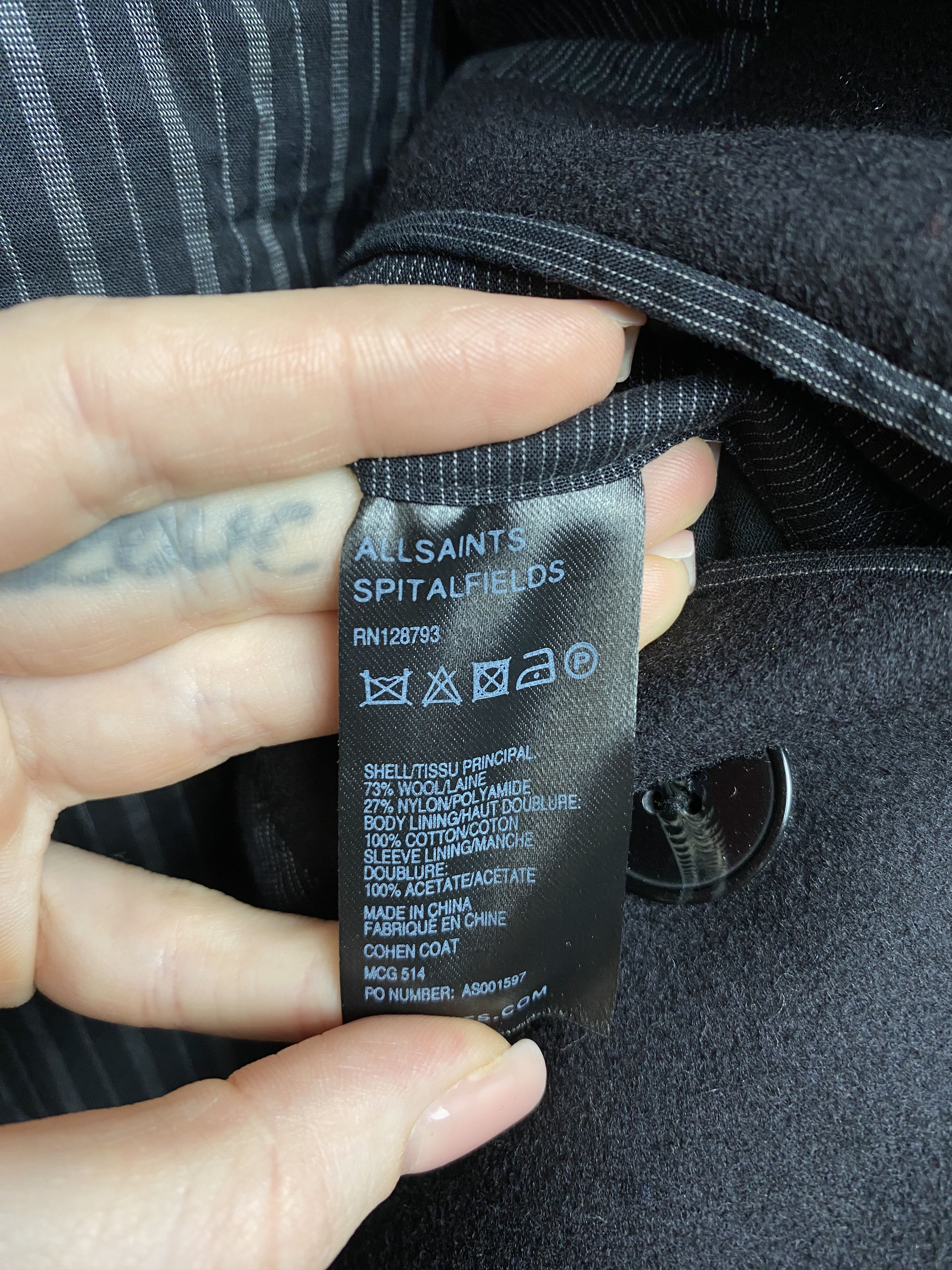 Allsaints × Vintage Allsaints Womens Wool Cohen Coat Jacket Size S / US 4 / IT 40 - 3 Thumbnail
