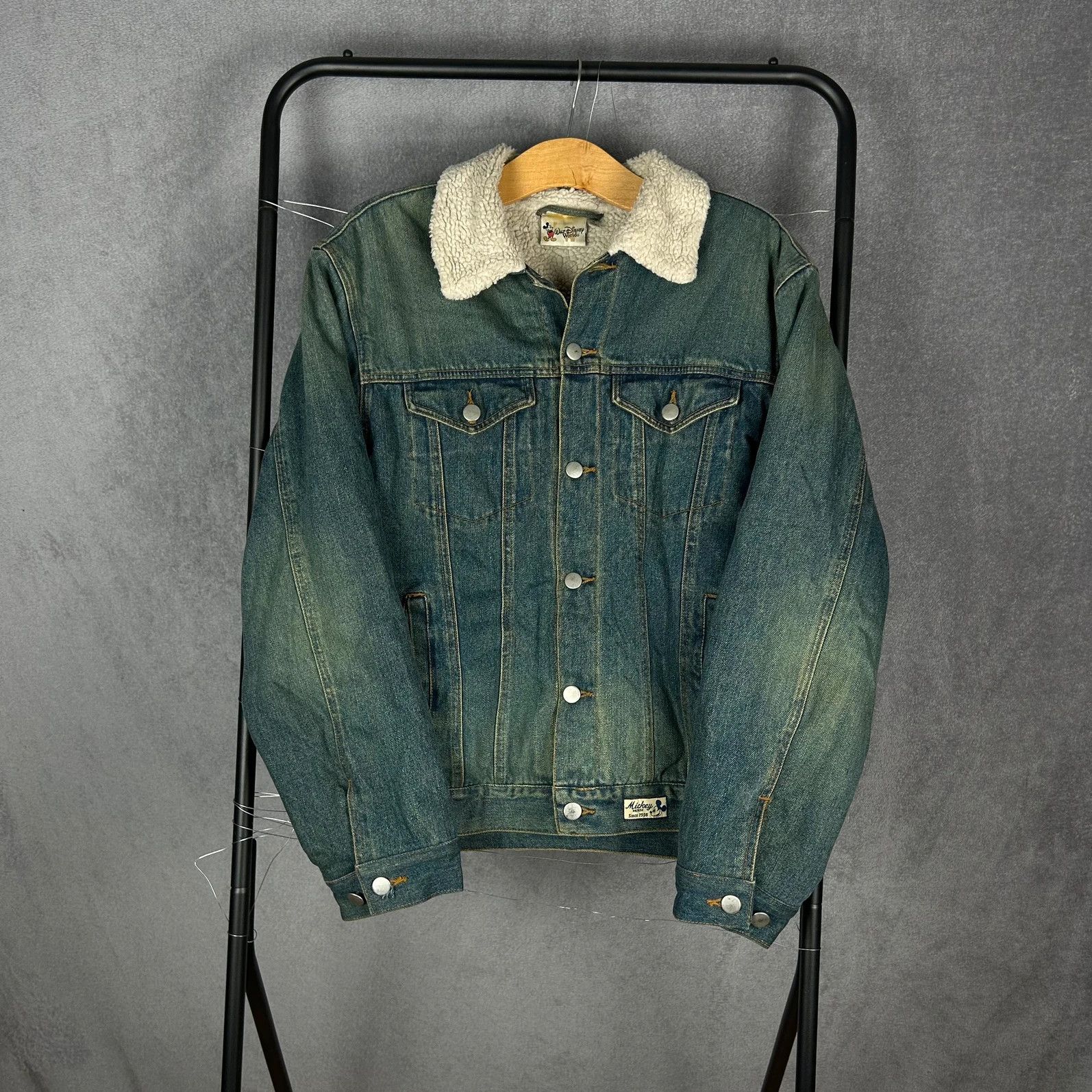 Disney Disney Jacket denim Sherpa duży Mickey big logo print Size US S / EU 44-46 / 1 - 2 Thumbnail