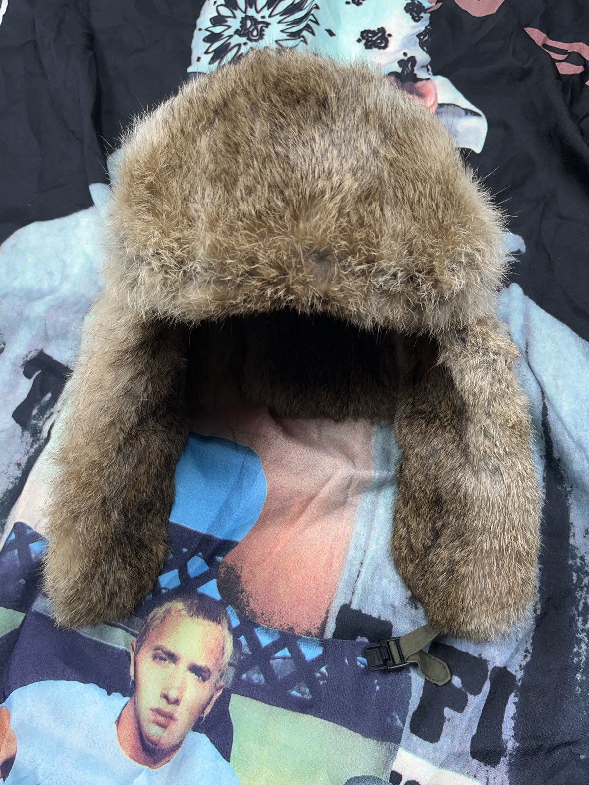 Vintage Elch Vintage Real Rabbit Fur Trapper Hat Aviator y2k Earflap Size ONE SIZE - 3 Thumbnail