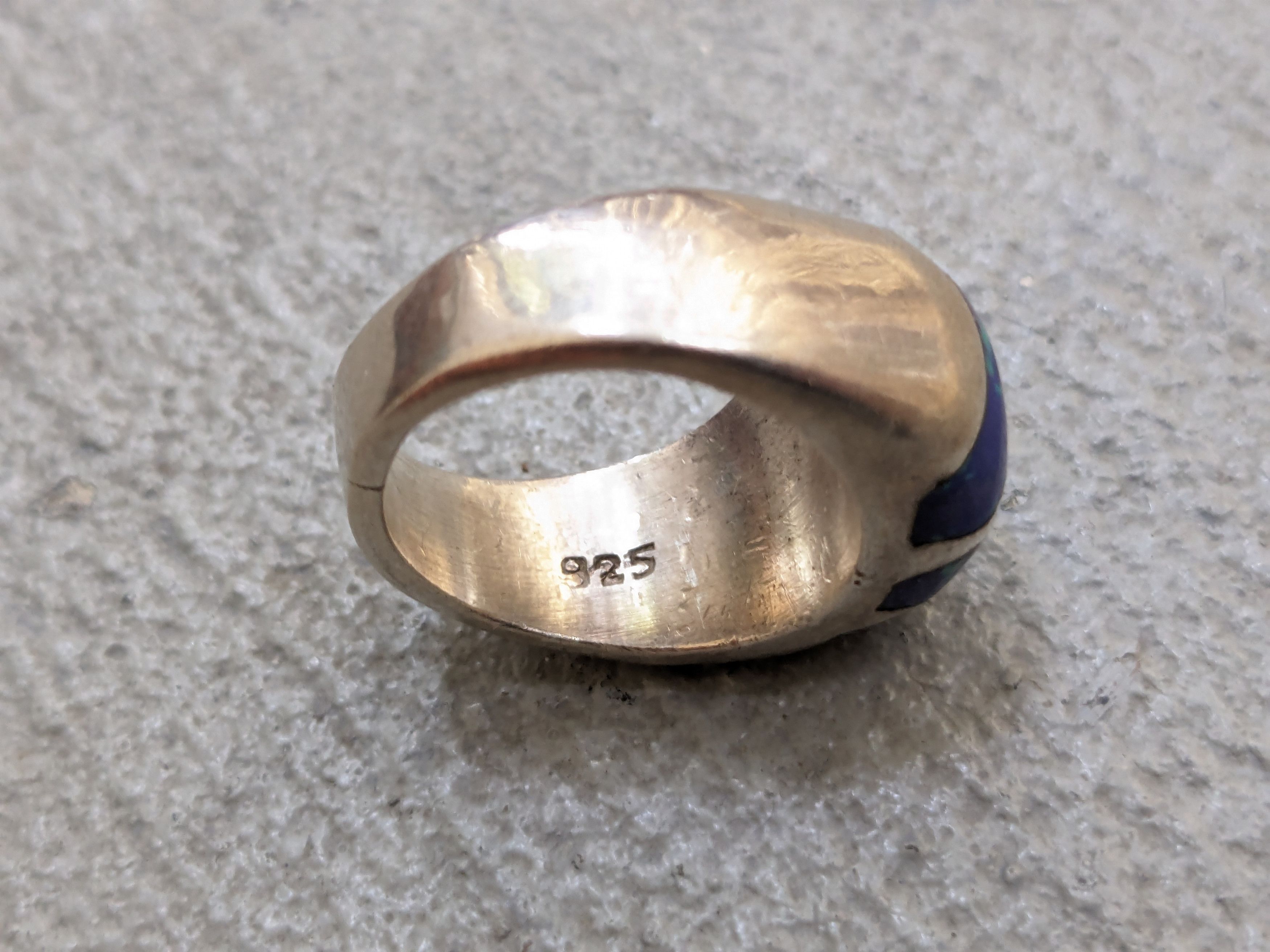 Vintage Sterling Silver Ring 7.25 Azurite Modern Mexico