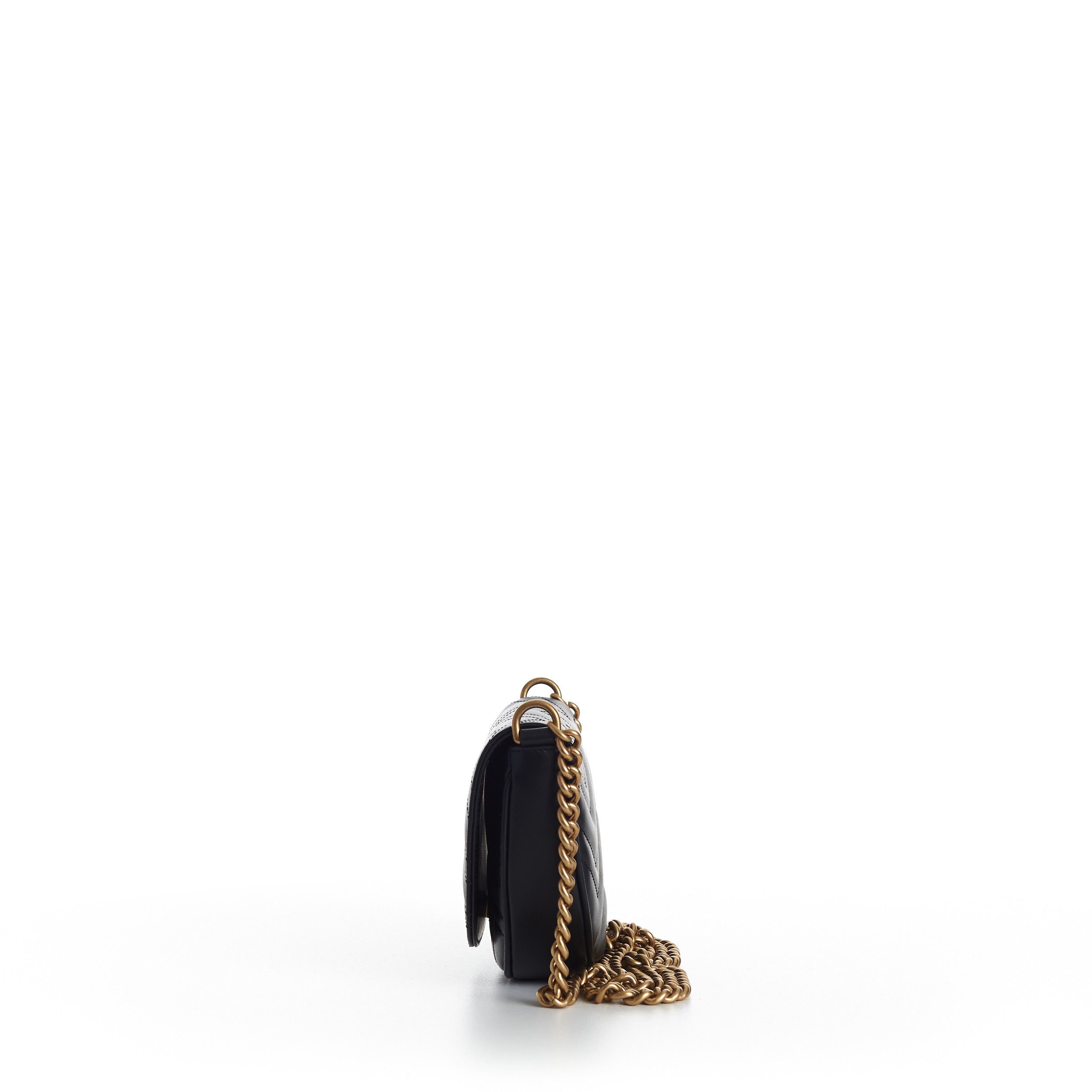 Gucci GG Marmont Matelassé Chain Mini Bag In Black Leather Size ONE SIZE - 3 Thumbnail