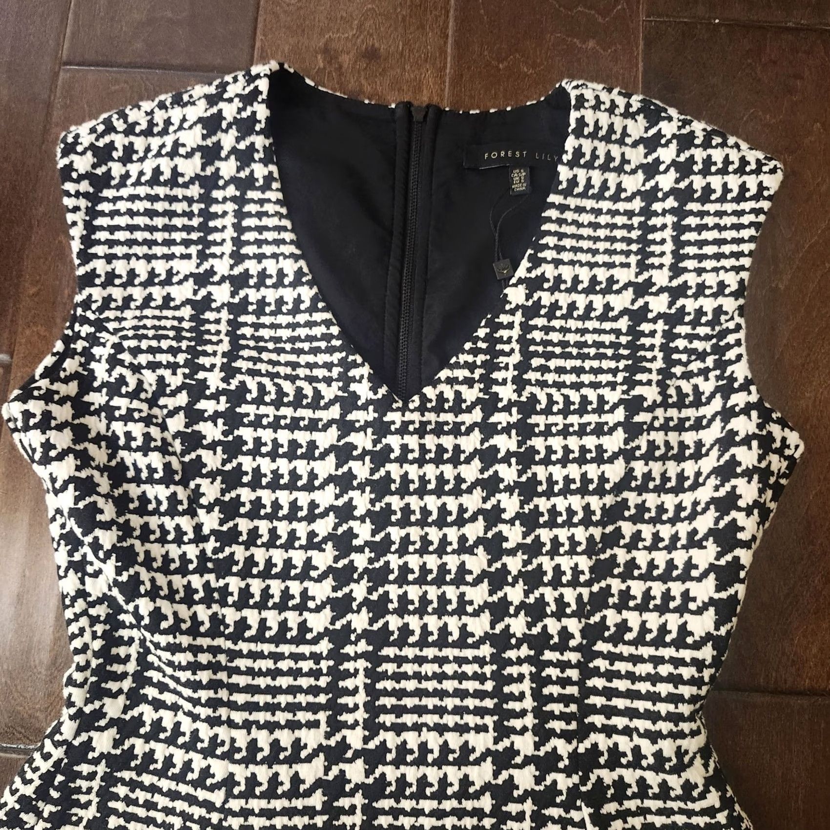 Vintage Forest Lily Dress Womens Small Black White Houndstooth Fit Flare Skater Size S / US 4 / IT 40 - 5 Thumbnail