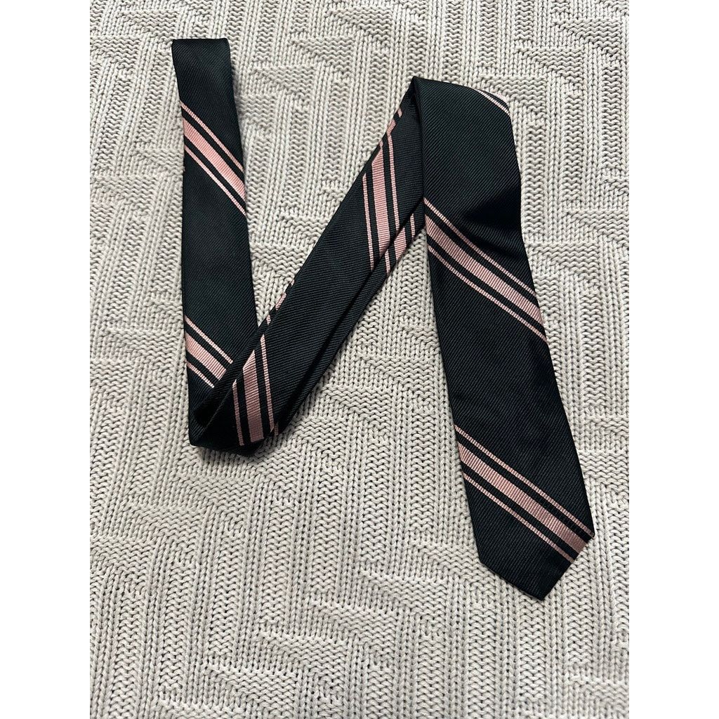 Vintage Field Brothers black and pink striped silk tie