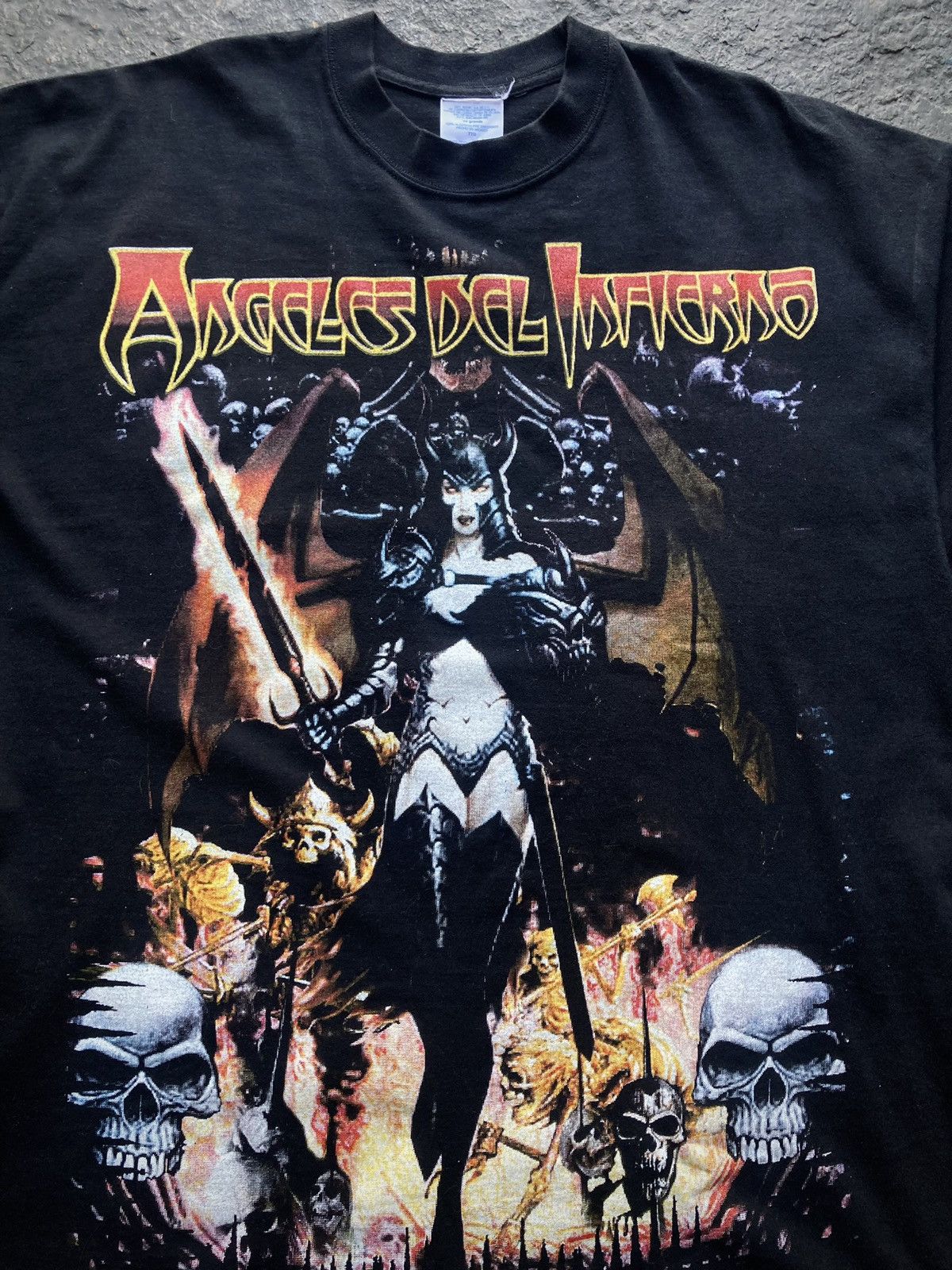 Band Tees × Vintage Vintage 90s Ángeles Del Infierno Mexican Bootleg Band Tee Size US XL / EU 56 / 4 - 2 Thumbnail