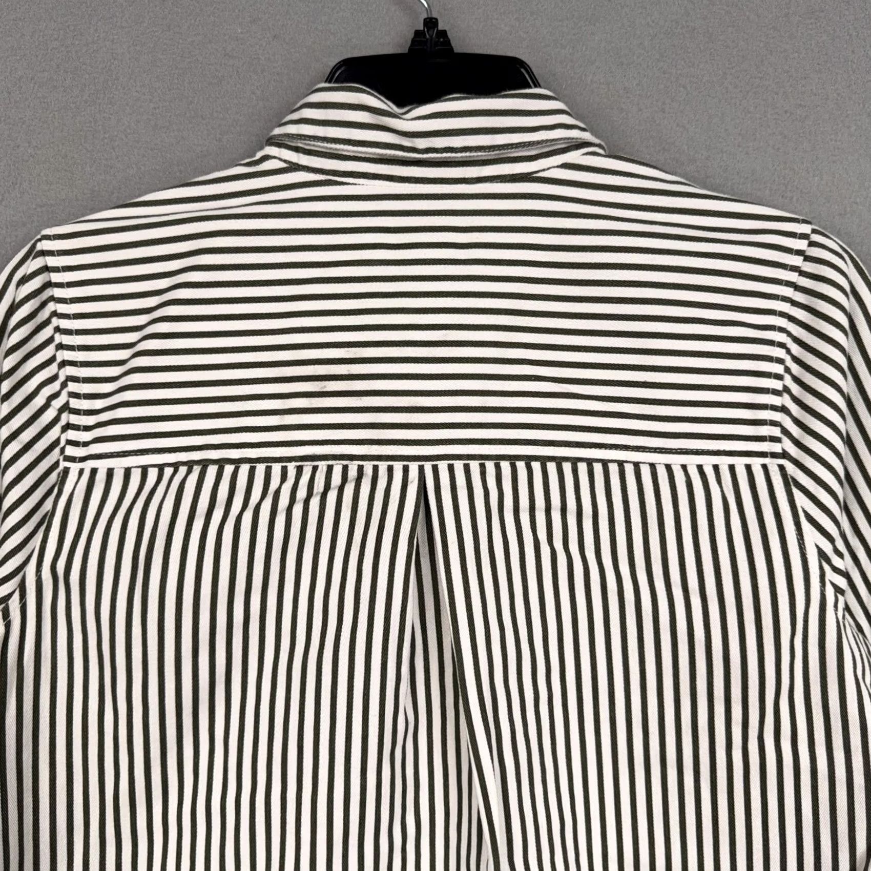 Lucky Brand Lucky Brand Shirt Womens Small White Green Stripe Button Front Long Sleeve Casual Denim Size S / US 4 / IT 40 - 6 Thumbnail