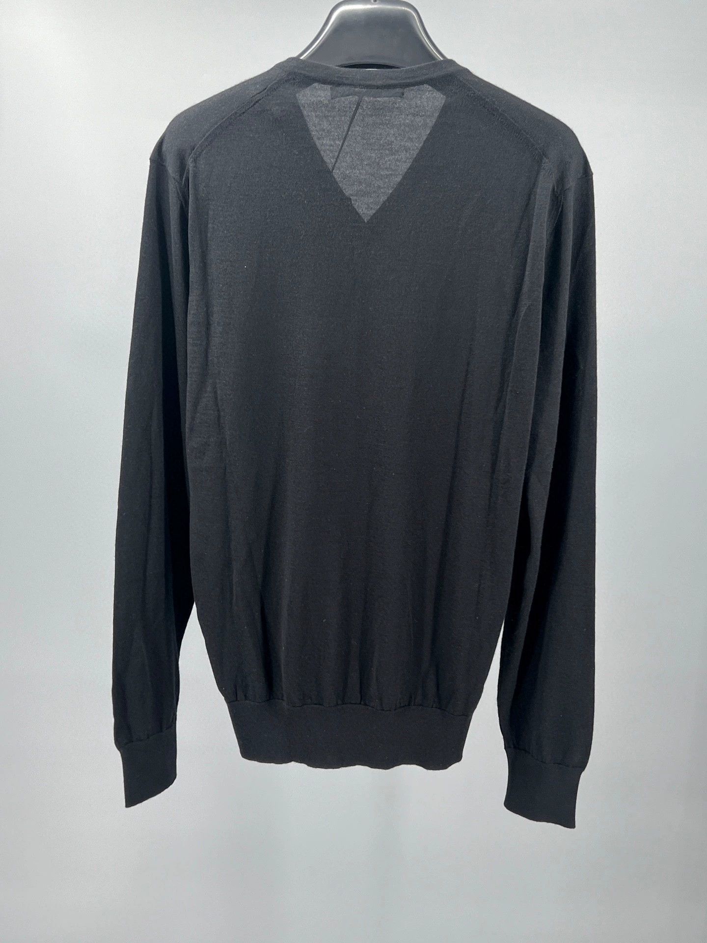 Ermenegildo Zegna black cashmere silk blend V-neck sweater Size US L / EU 52-54 / 3 - 4 Thumbnail