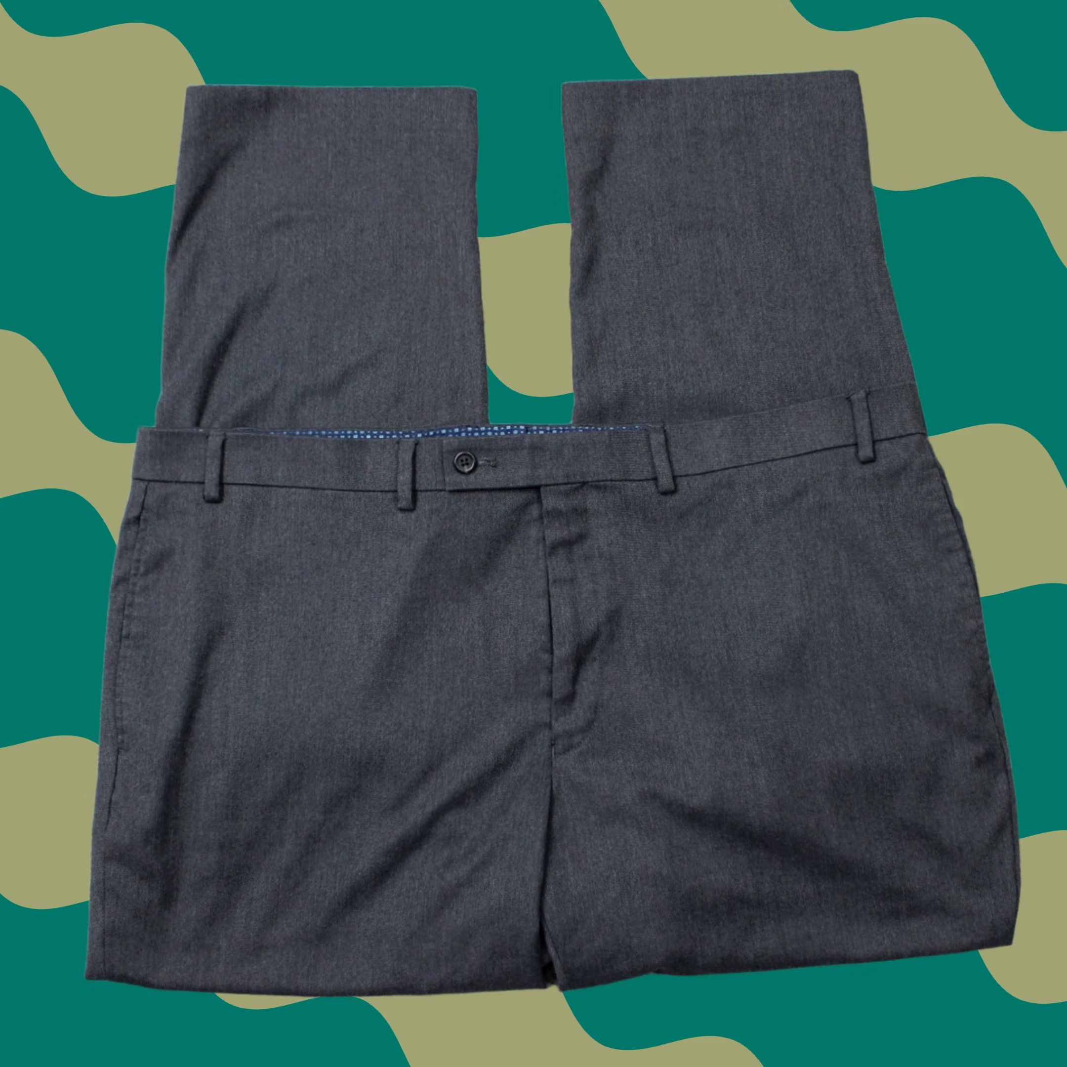 Ralph Lauren LAUREN Ralph Lauren Pants Mens 42x30 Gray Flat Front Straight Poly/Rayon Stretch Dress Pants Men 42 Gray Size US 42 / EU 58 - 1 Thumbnail